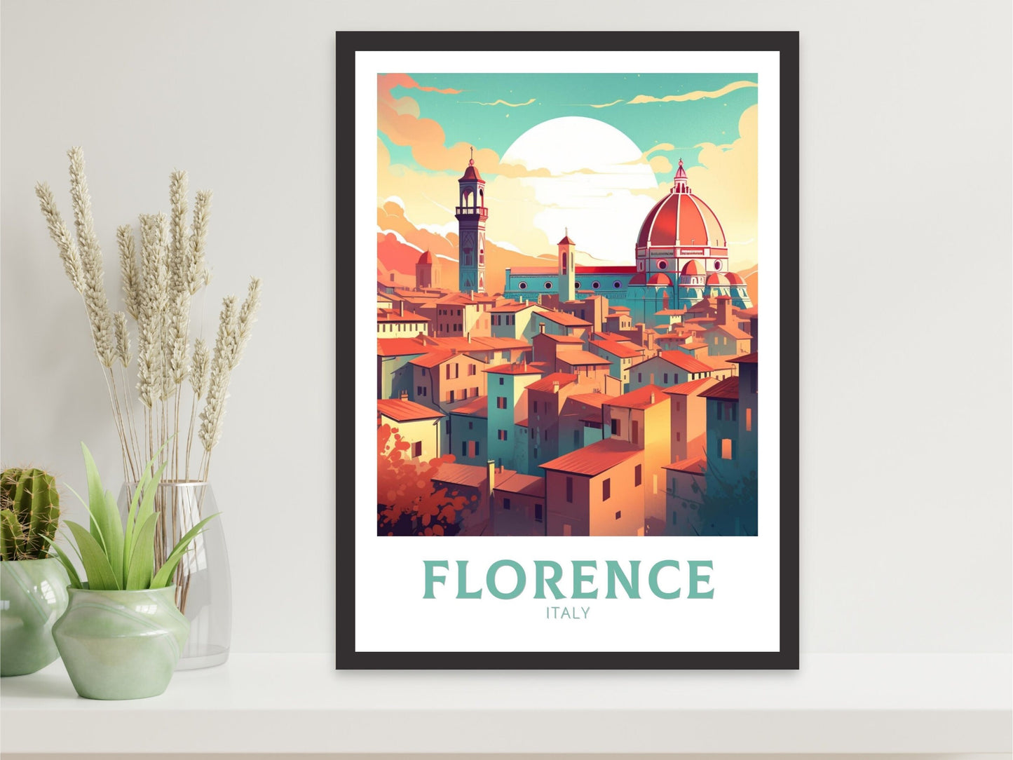 Florence Travel Print | Florence Italy Poster | Florence Città d'Arte | Florence Illustration | Minimalist Cityscape | Tuscany Print ID 174