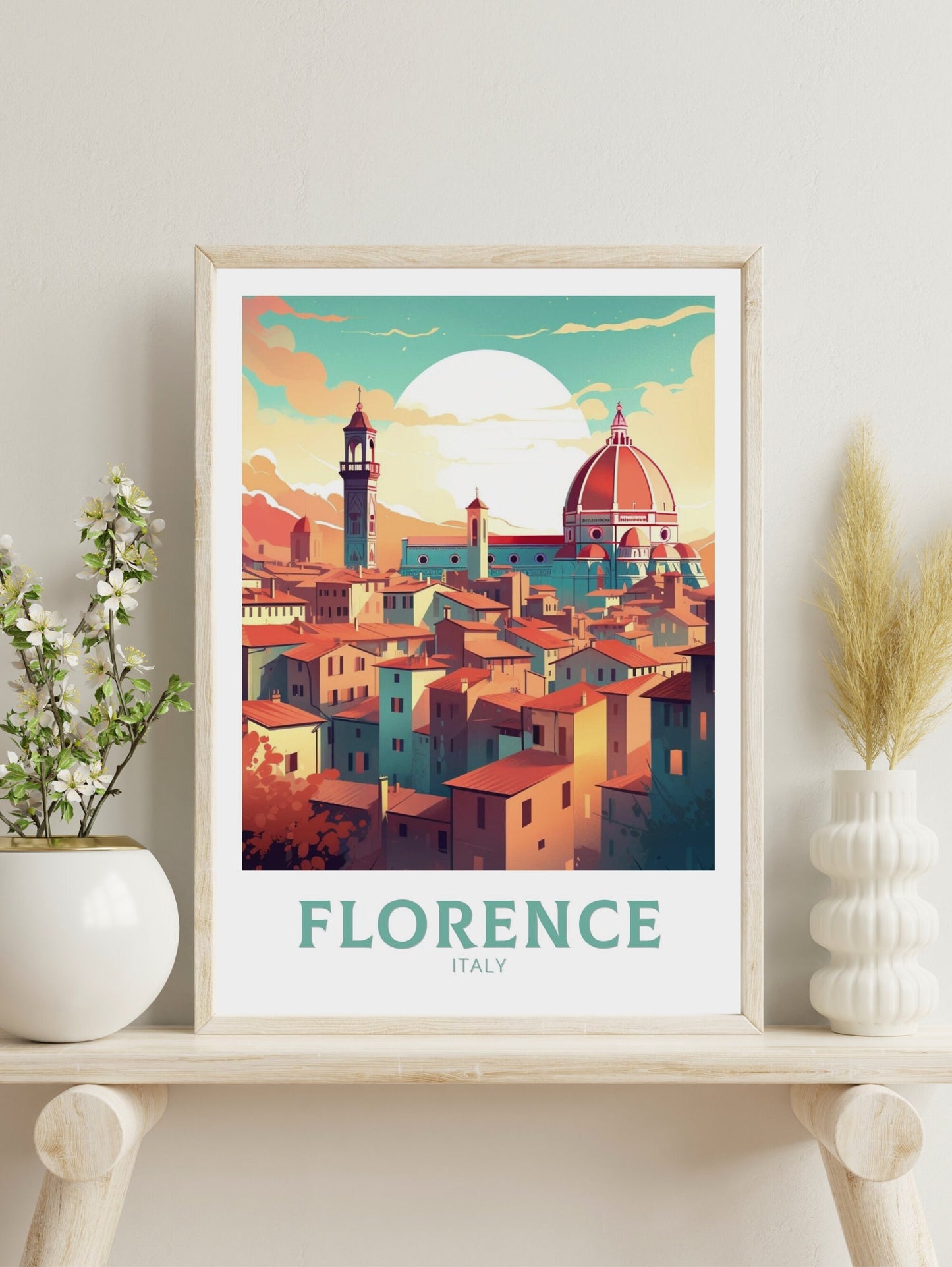 Florence Travel Print | Florence Italy Poster | Florence Città d'Arte | Florence Illustration | Minimalist Cityscape | Tuscany Print ID 174