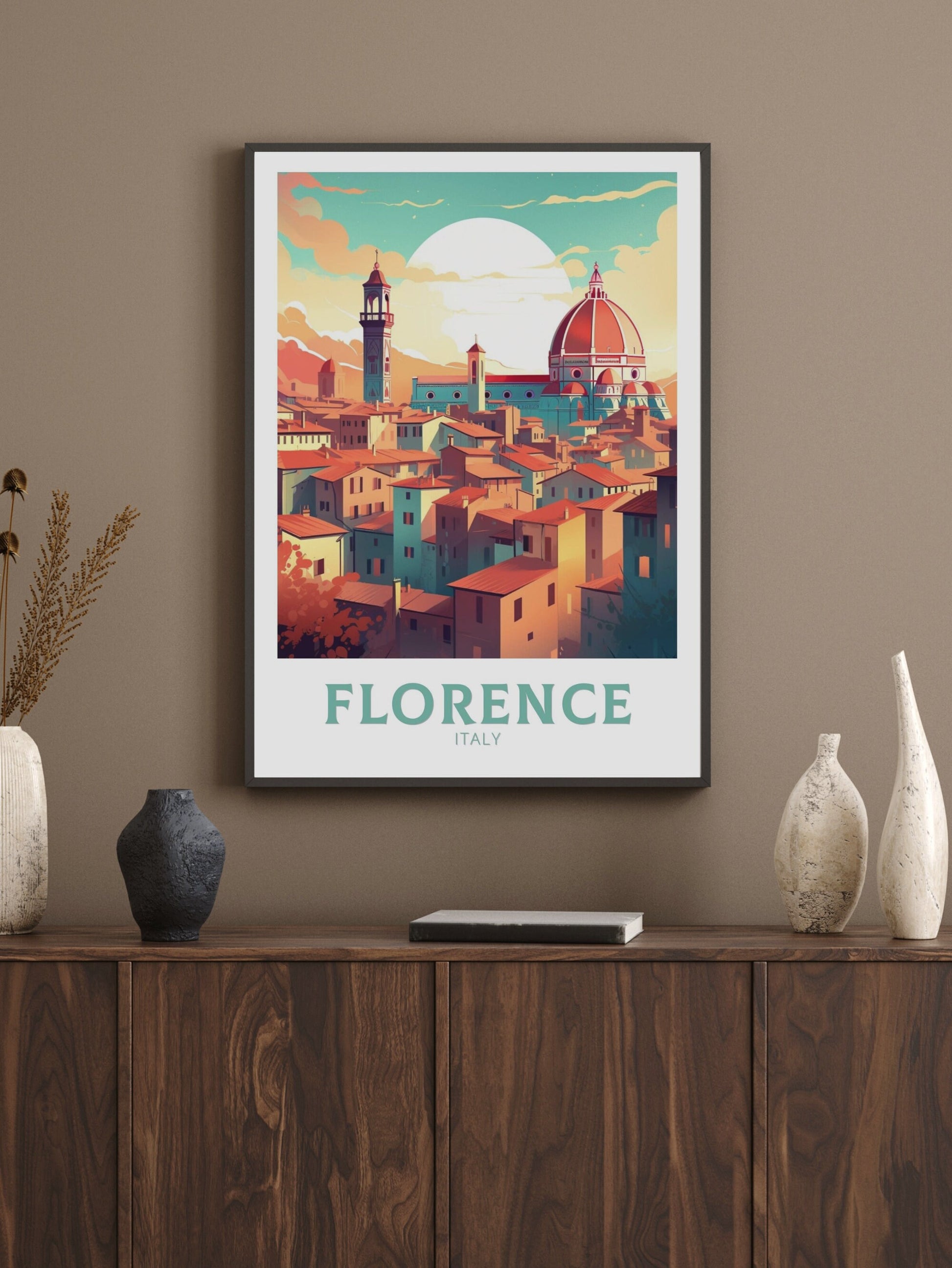 Florence Travel Print | Florence Italy Poster | Florence Città d'Arte | Florence Illustration | Minimalist Cityscape | Tuscany Print ID 174