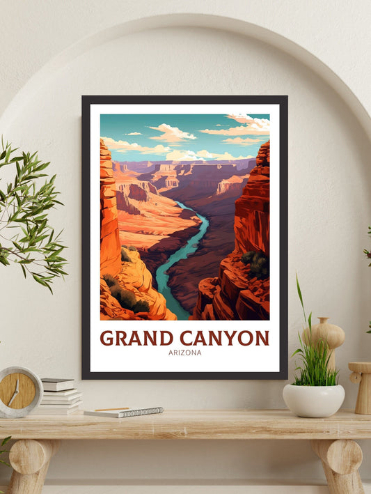 Grand Canyon Arizona Poster | Grand Canyon Travel Print | Grand Canyon Illustration | Arizona Travel Print | Grand Canyon Wall Art | ID 332
