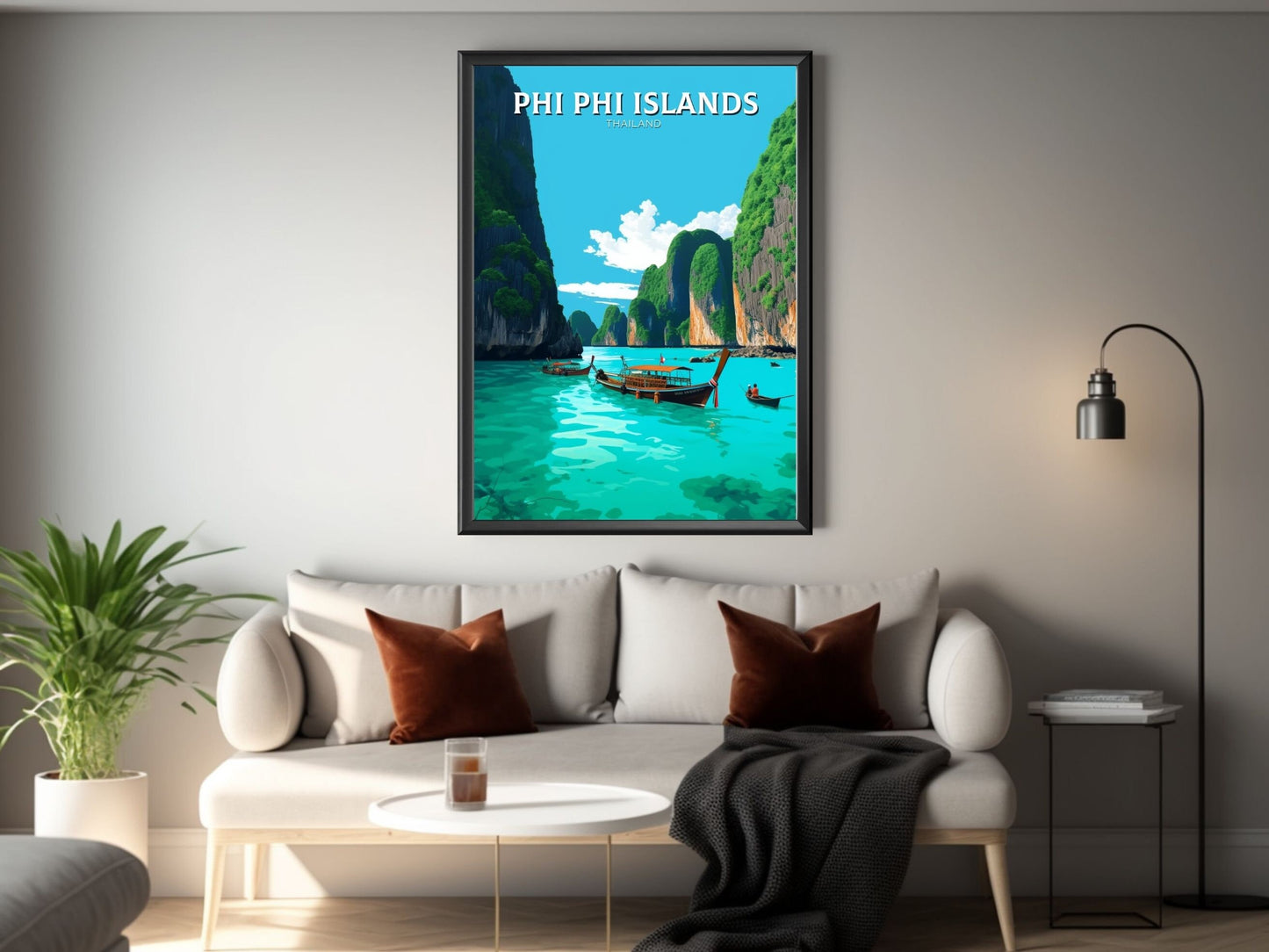 Phi Phi Islands Poster | Phi Phi Islands Print | Thailand Beach Illustration | Phi Phi Travel Print | Thailand Travel Poster | ID 338