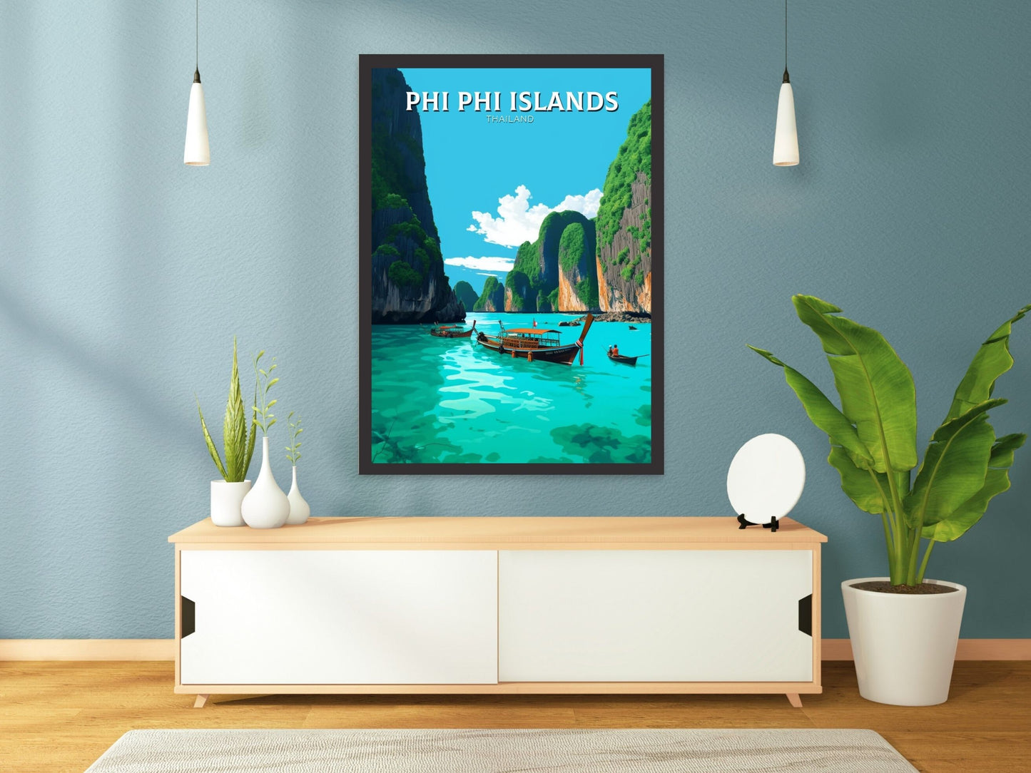 Phi Phi Islands Poster | Phi Phi Islands Print | Thailand Beach Illustration | Phi Phi Travel Print | Thailand Travel Poster | ID 338