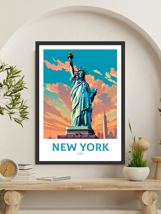 New York Poster | New York Travel Print | New York Design | New York Wall Art | New York Illustration | Statue of Liberty print | ID 341