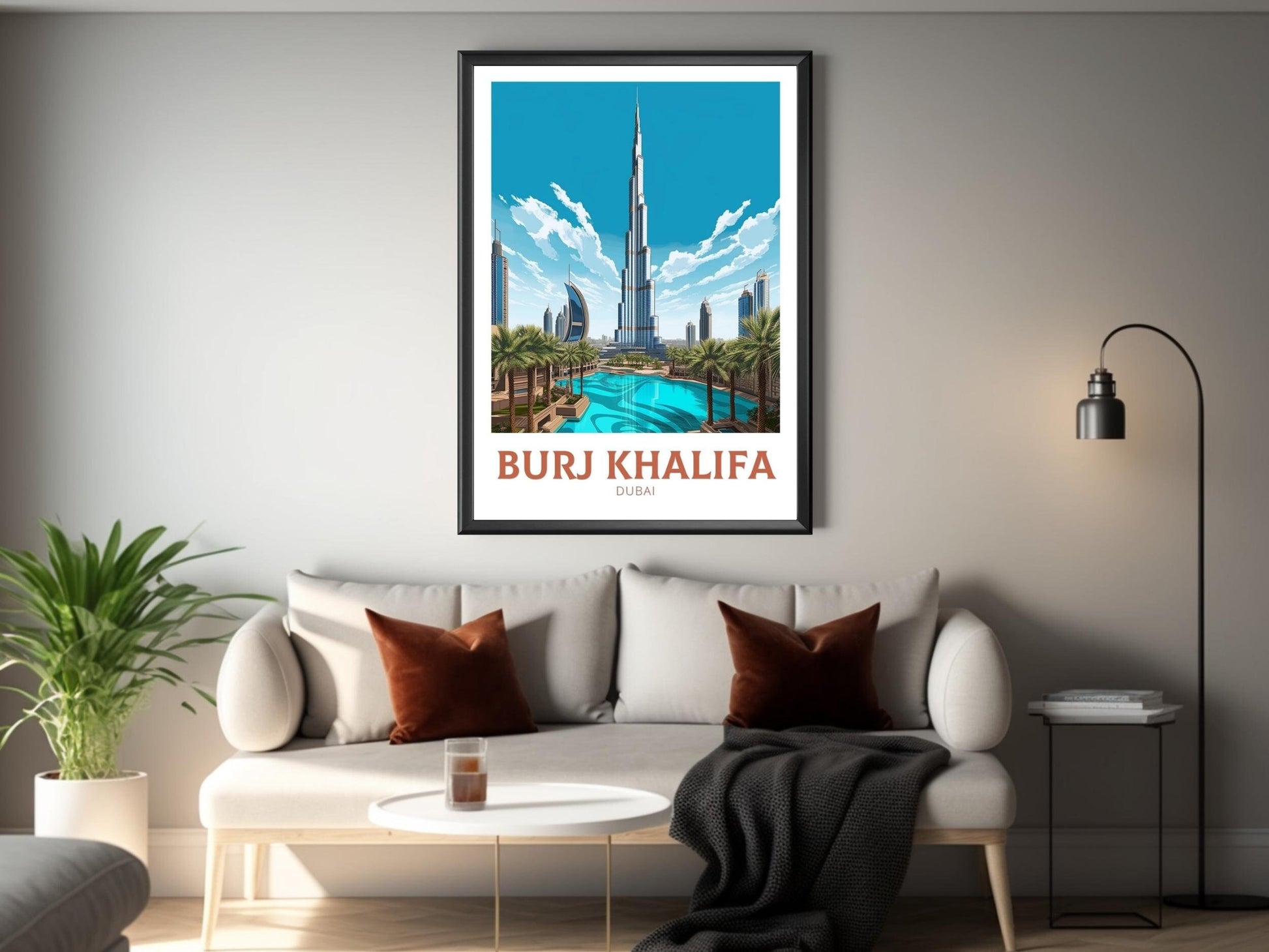 Burj Khalifa Travel Poster | Burj Khalifa Travel Print | Burj Khalifa Illustration | Dubai Wall Art | Dubai UAE | Dubai Home Decor | ID 343