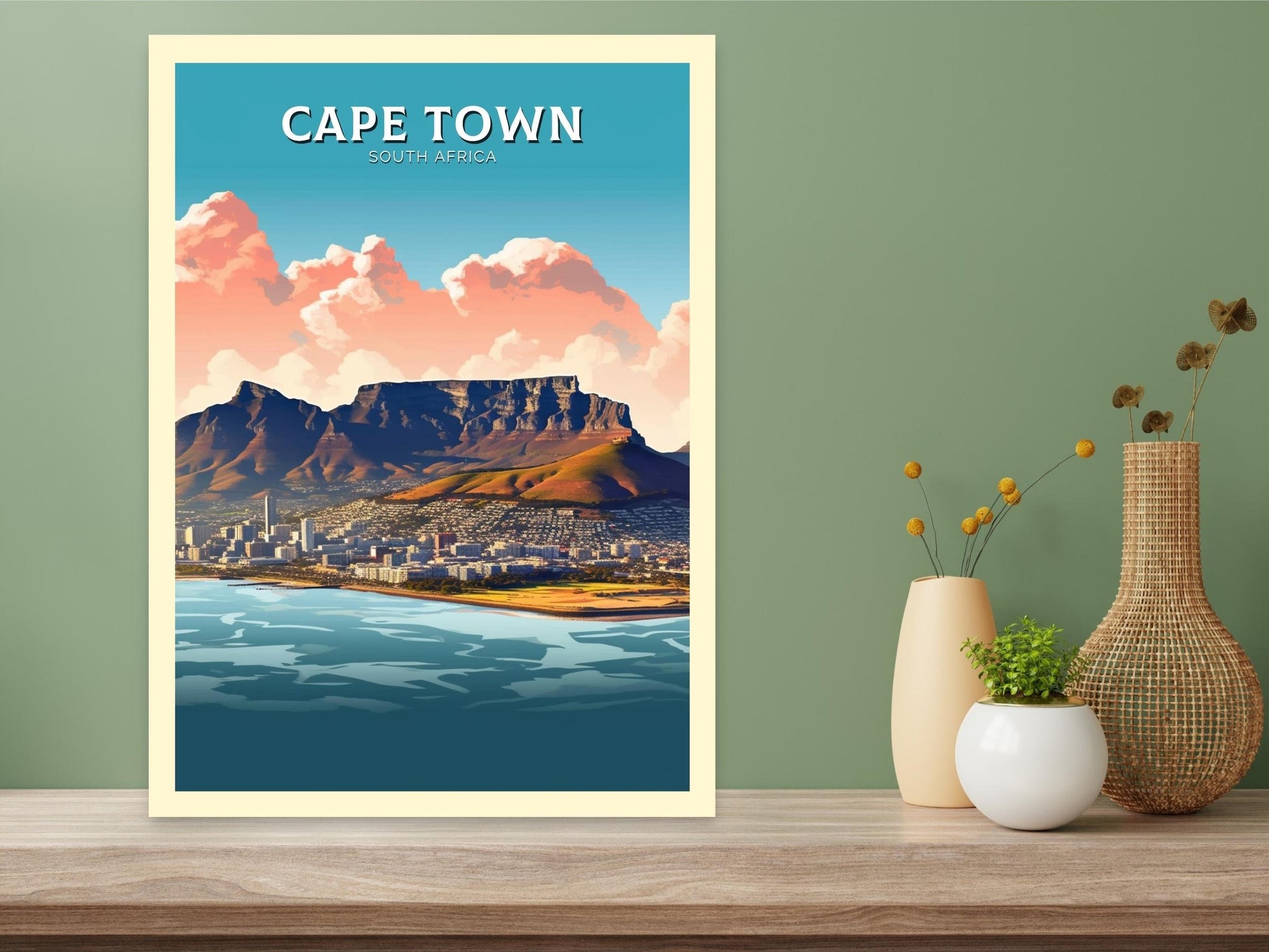 Cape Town Travel Poster | Cape Town Travel Print | South Africa Wall Art | Africa Poster | Cape Town Travel Print | Cape Town Art | ID 344