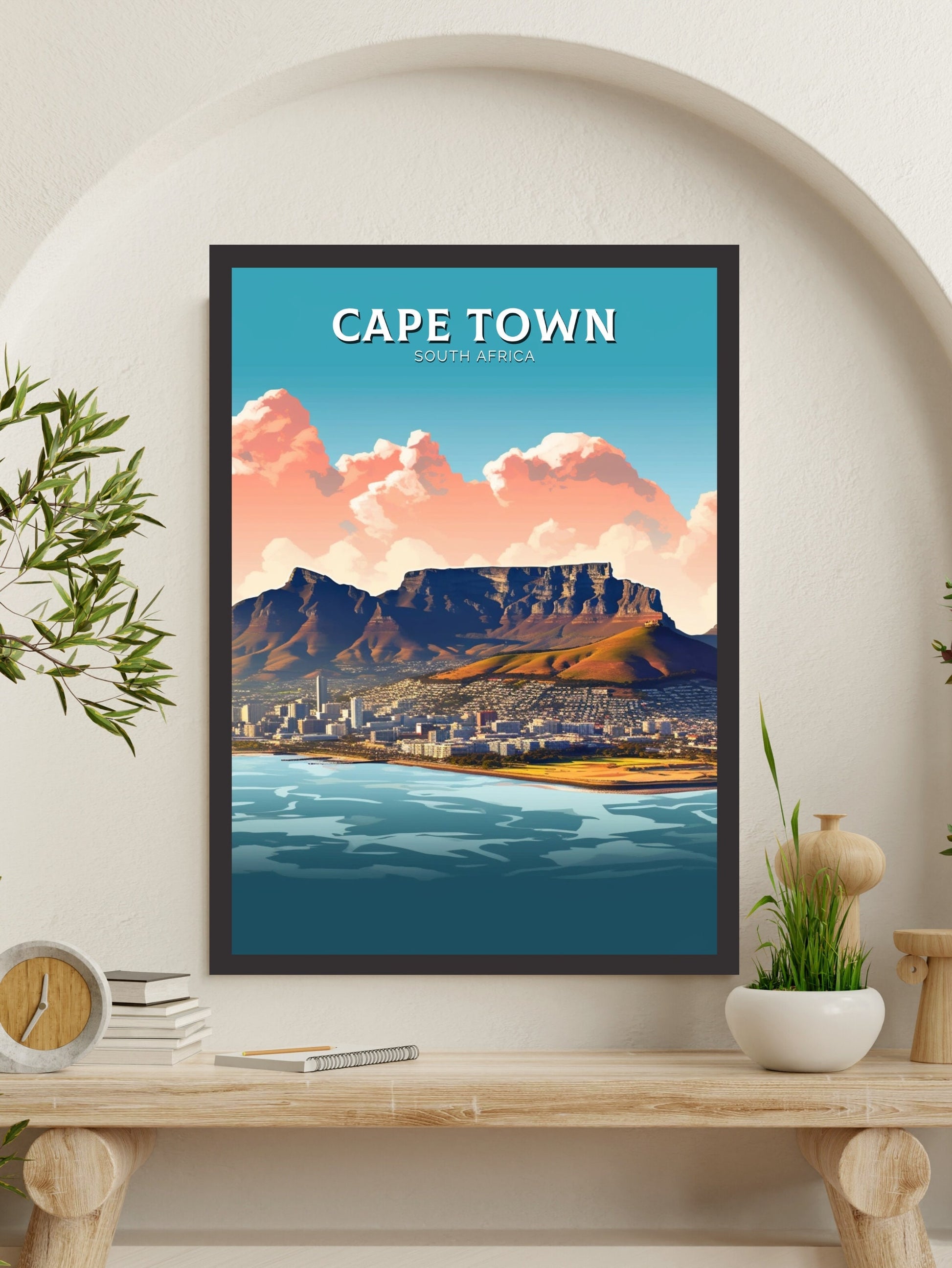 Cape Town Travel Poster | Cape Town Travel Print | South Africa Wall Art | Africa Poster | Cape Town Travel Print | Cape Town Art | ID 344