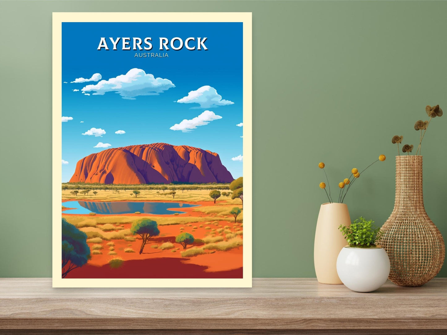 Ayers Rock Poster | Ayers Rock Illustration | Ayers Rock House | Uluru Poster | Ayers Rock Wall Art | Australia Print | Uluru Print ID 347