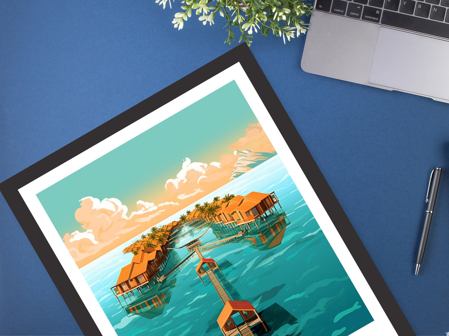 Maldives Poster | Maldives Illustration | Maldives sunset | Maldives Poster | Maldives Wall Art | Beach Poster | ID 349