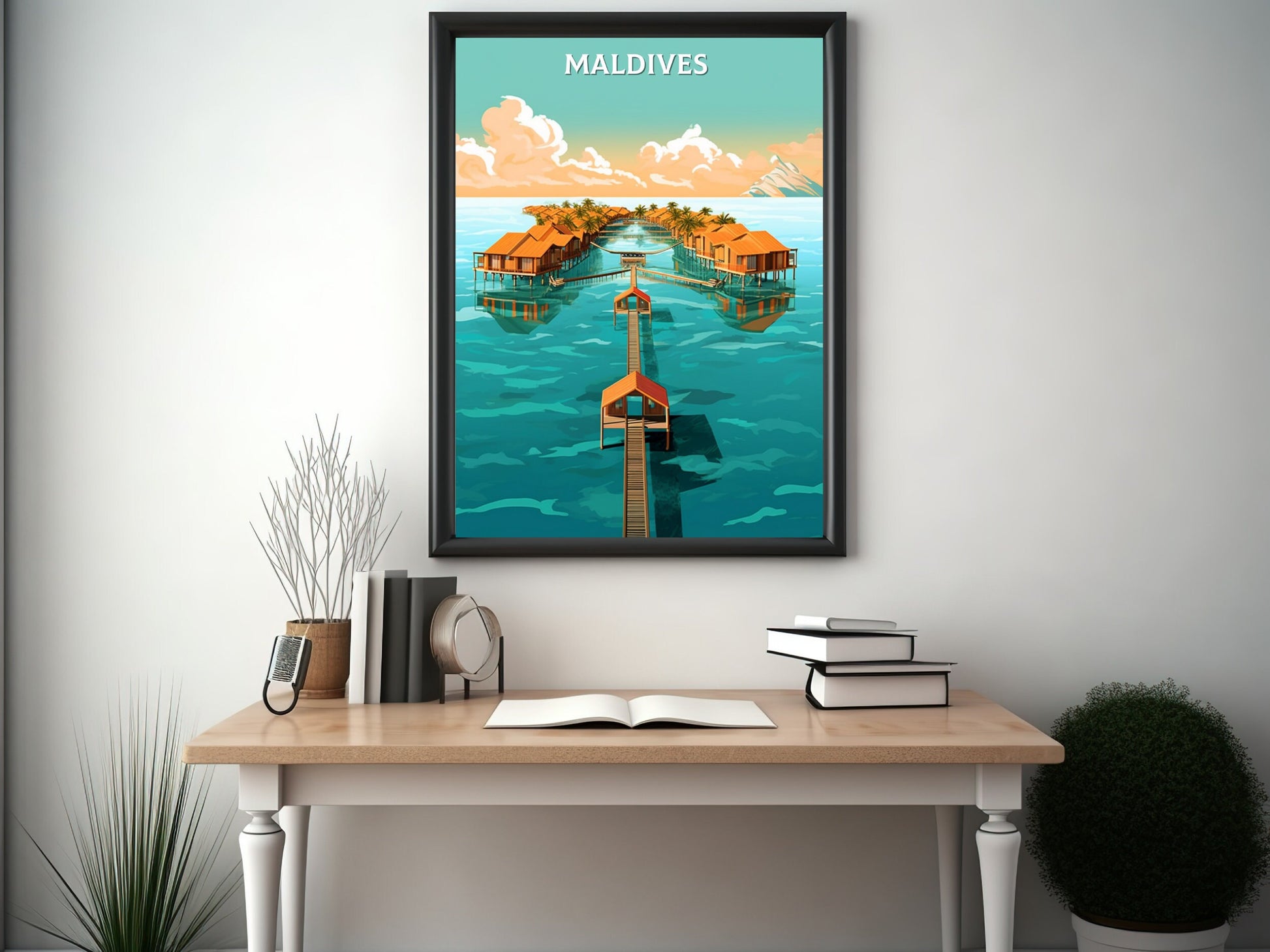 Maldives Print | Maldives Illustration | Maldives sunset | Maldives Print | Maldives Wall Art | Beach Print | ID 096