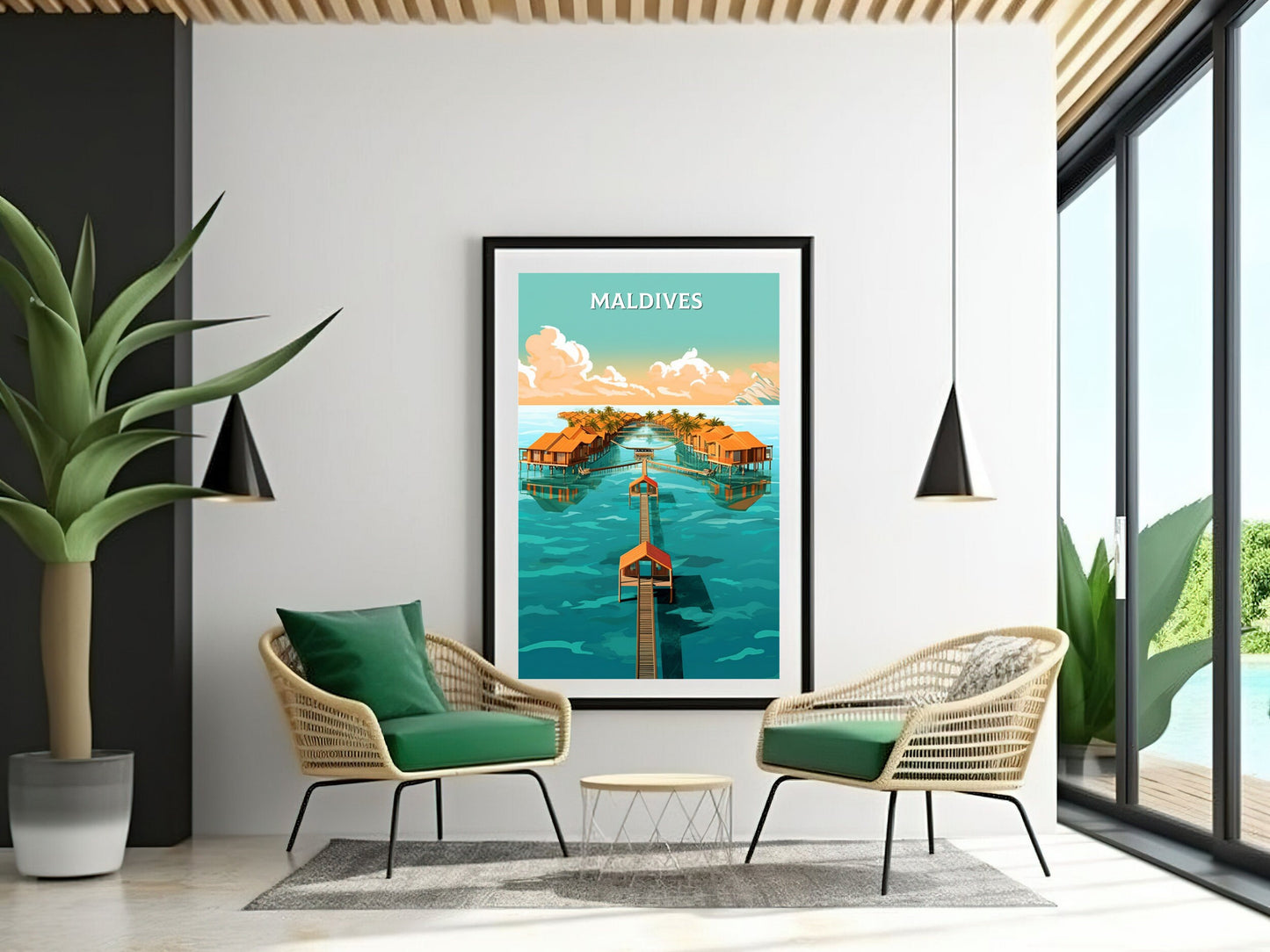 Maldives Print | Maldives Illustration | Maldives sunset | Maldives Print | Maldives Wall Art | Beach Print | ID 096