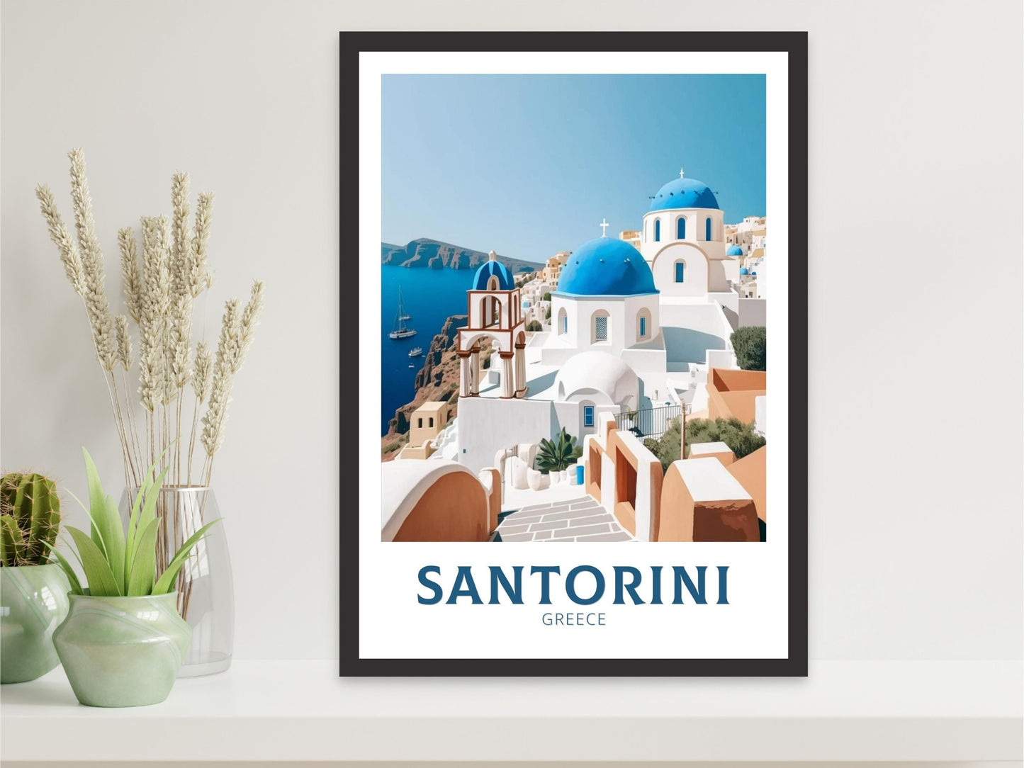 Santorini Travel Poster | Santorini Illustration | Santorini Wall Art | Greece Poster | Greece Home Décor | Santorini Print | ID 355