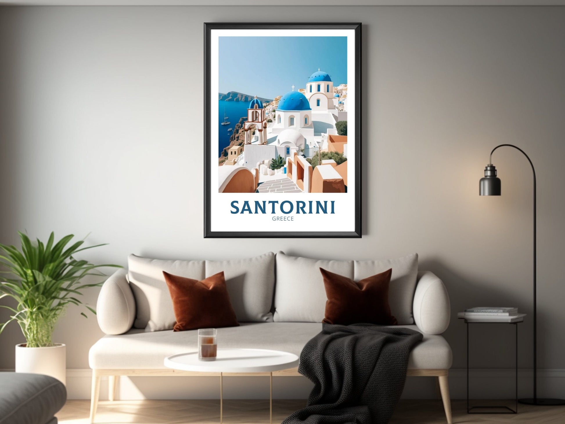 Santorini Travel Poster | Santorini Illustration | Santorini Wall Art | Greece Poster | Greece Home Décor | Santorini Print | ID 355