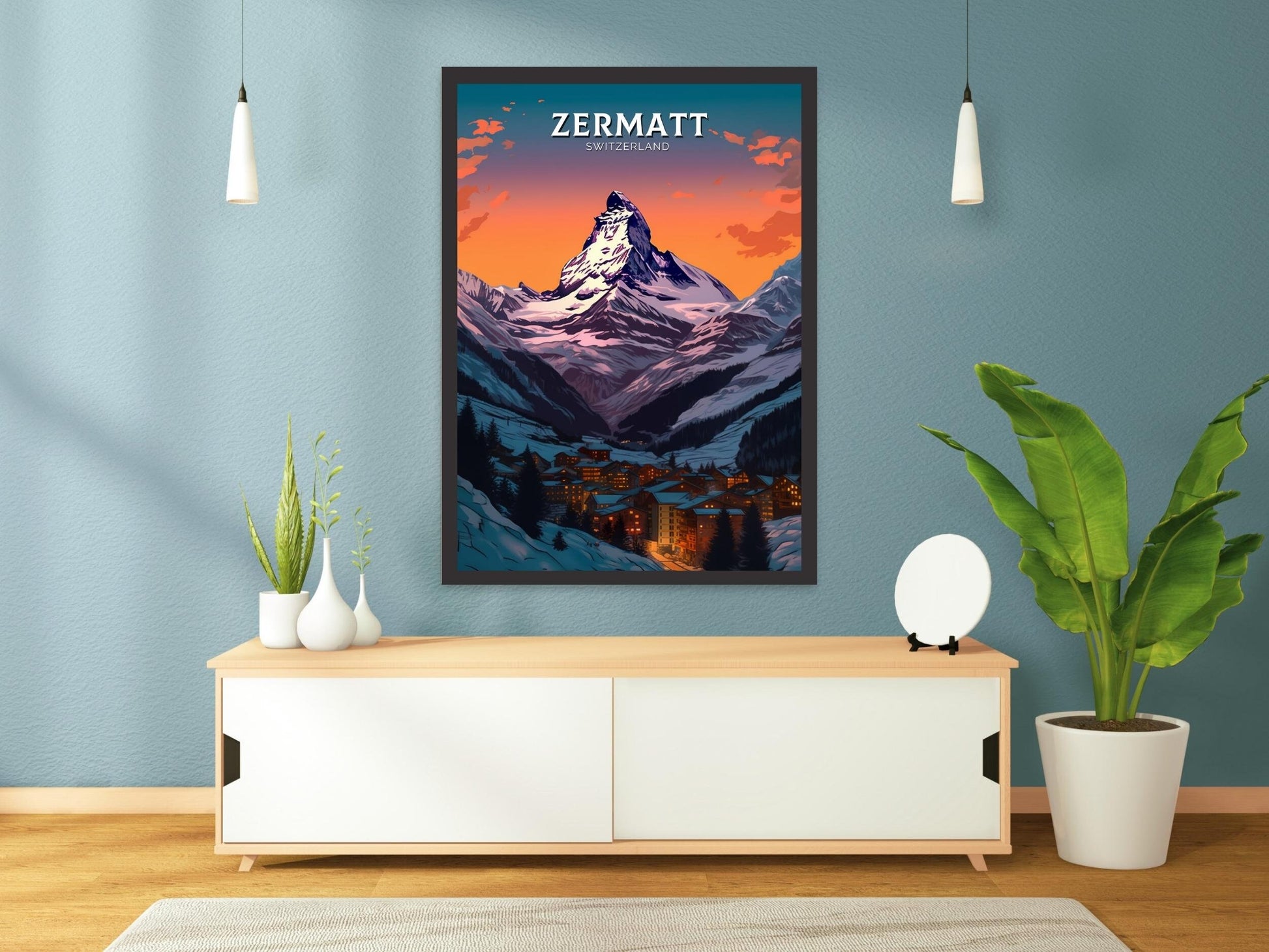 Zermatt Travel Poster | Zermatt Travel Print | Zermatt Illustration | Zermatt Wall Art | Switzerland Print | Zermatt Artwork | ID 350