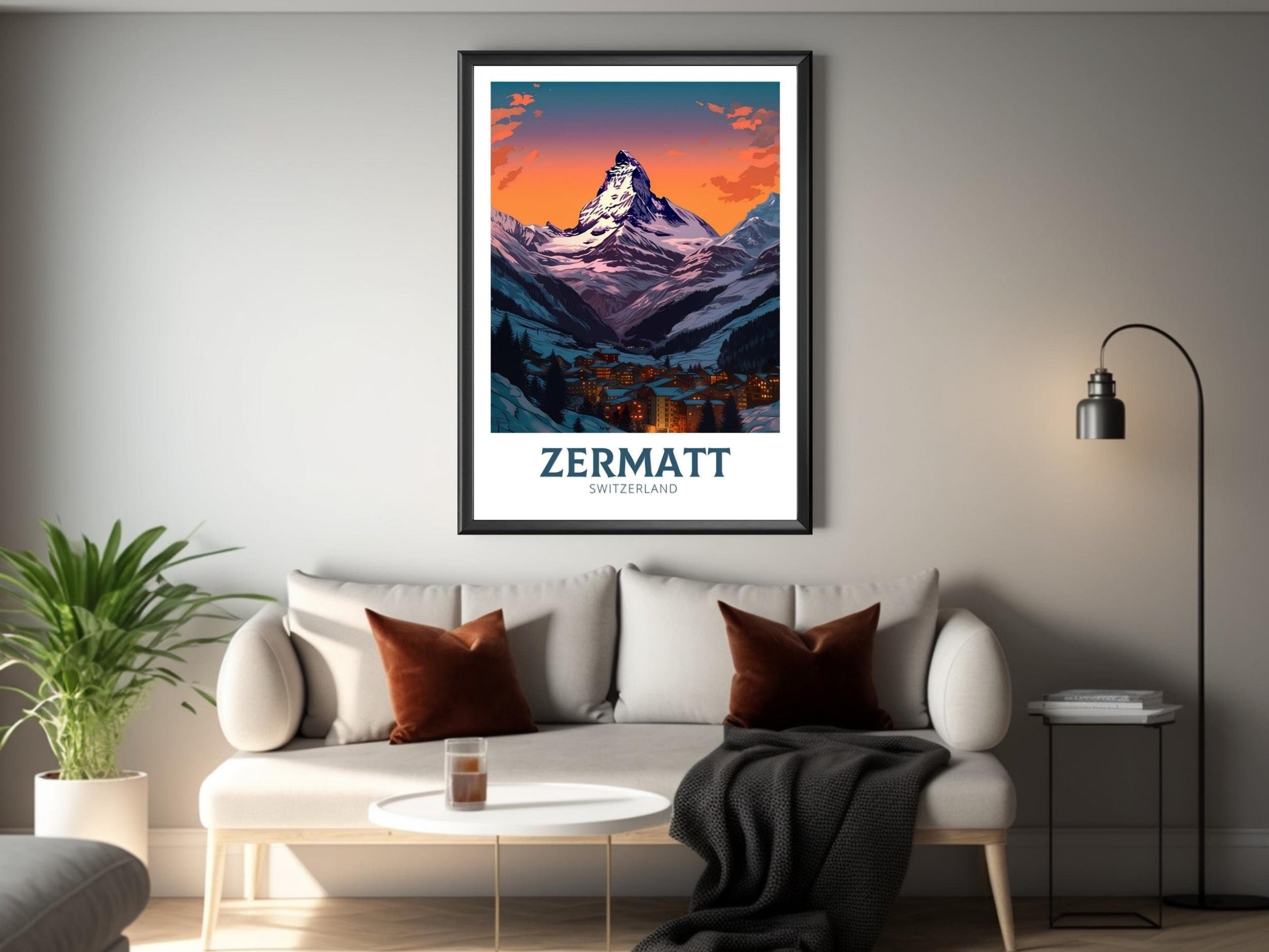 Zermatt Travel Print | Zermatt Travel Poster | Zermatt Illustration | Zermatt Wall Art | Switzerland Print | Zermatt Artwork | ID 351