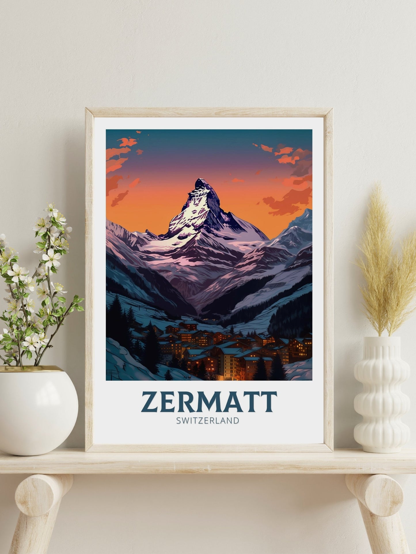 Zermatt Travel Print | Zermatt Travel Poster | Zermatt Illustration | Zermatt Wall Art | Switzerland Print | Zermatt Artwork | ID 351