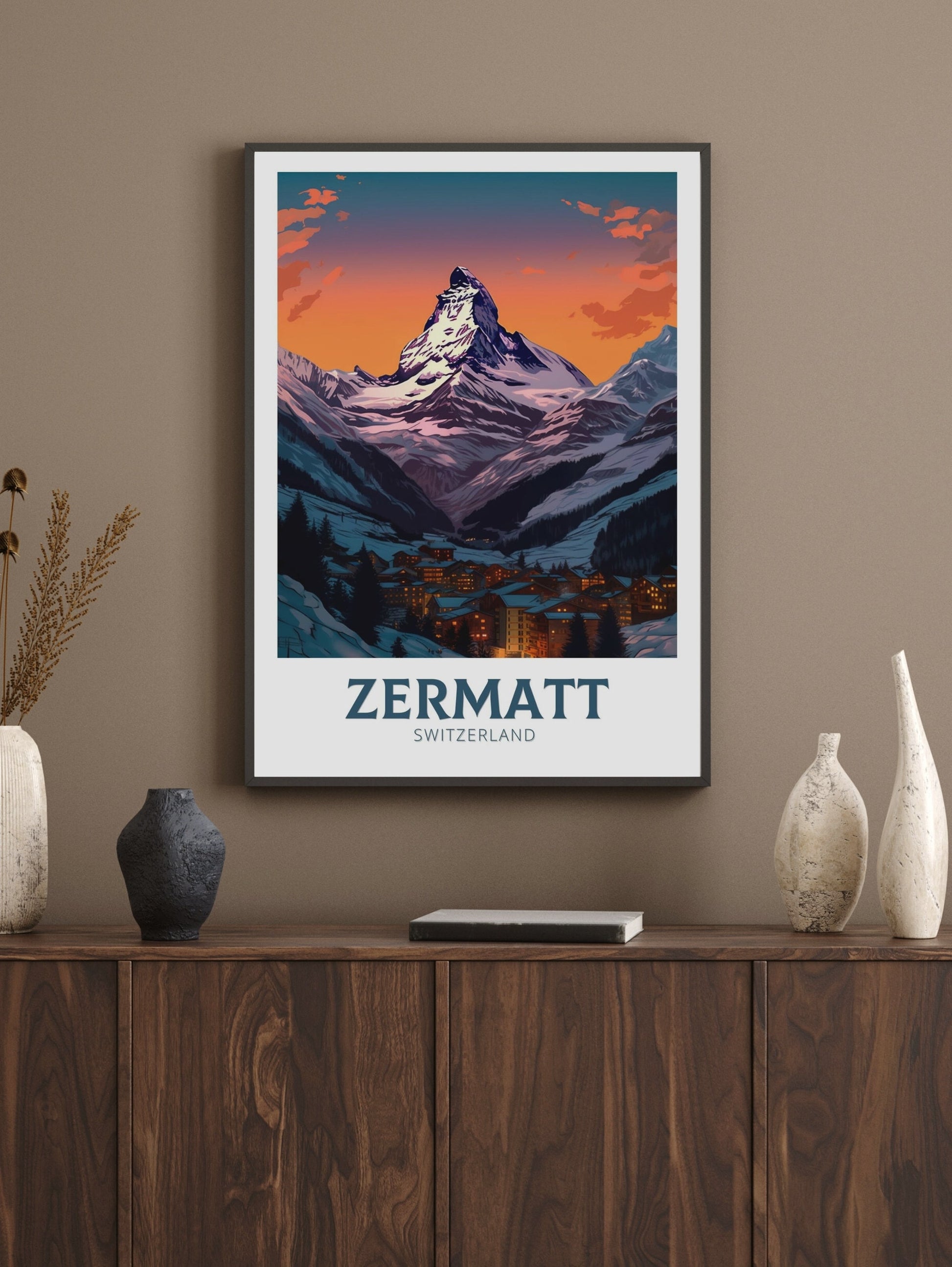 Zermatt Travel Print | Zermatt Travel Poster | Zermatt Illustration | Zermatt Wall Art | Switzerland Print | Zermatt Artwork | ID 351