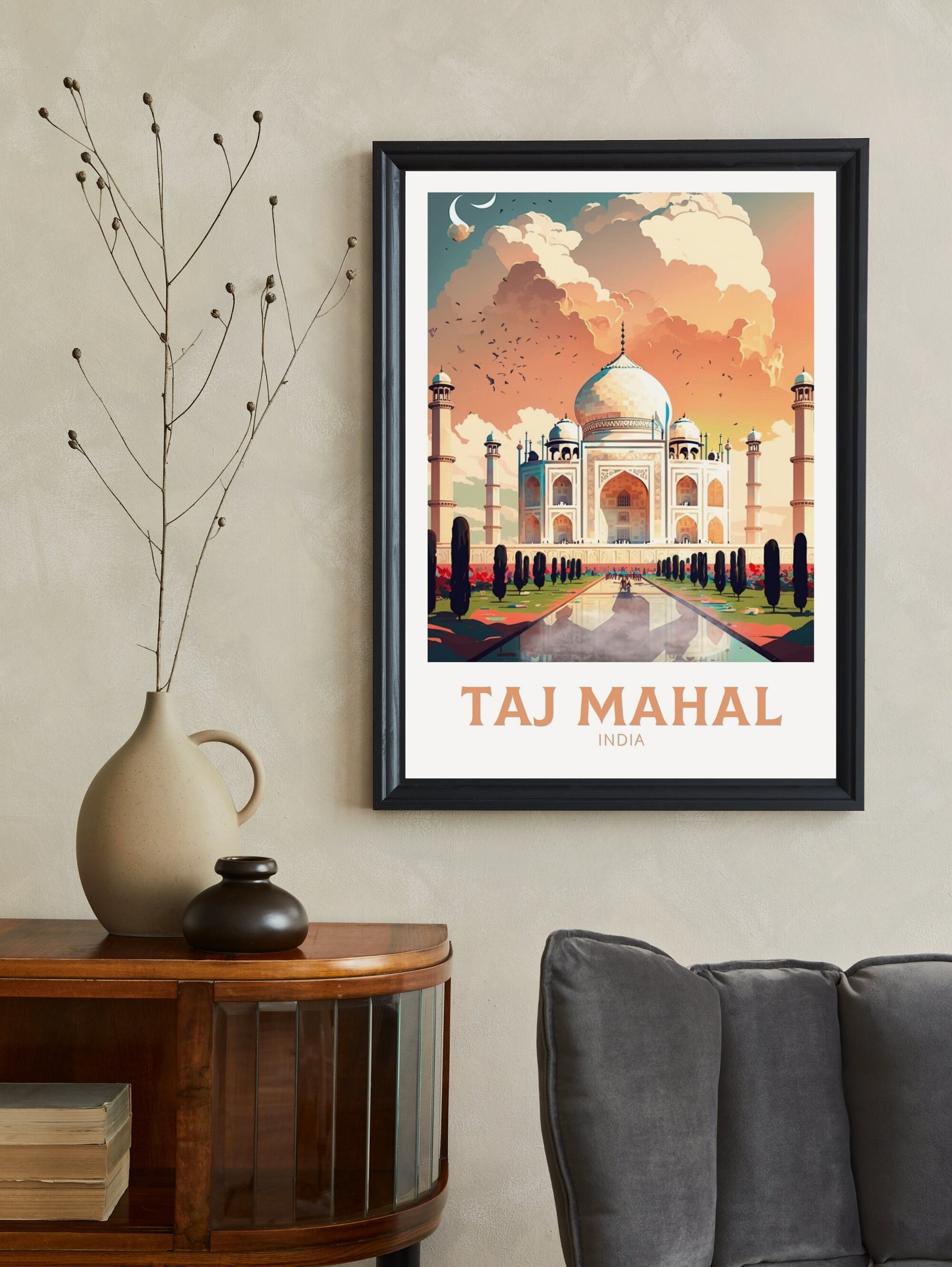 Taj Mahal Travel Poster | Taj Mahal Illustration | Taj Mahal Wall Art | India Poster | Taj Mahal Poster | Taj Mahal India Painting | ID 359