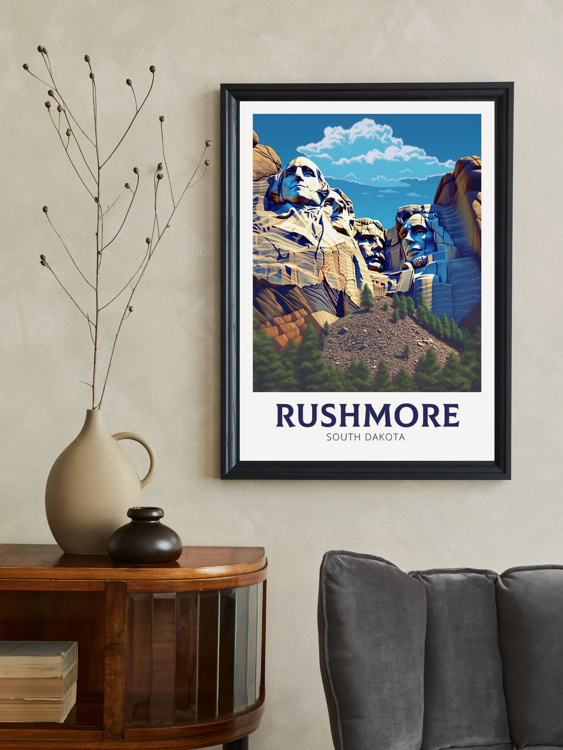 Rushmore Travel Print | Mount Rushmore Poster | Rushmore Design | Rushmore Wall Art | Mount Rushmore Illustration | USA Print | ID 361