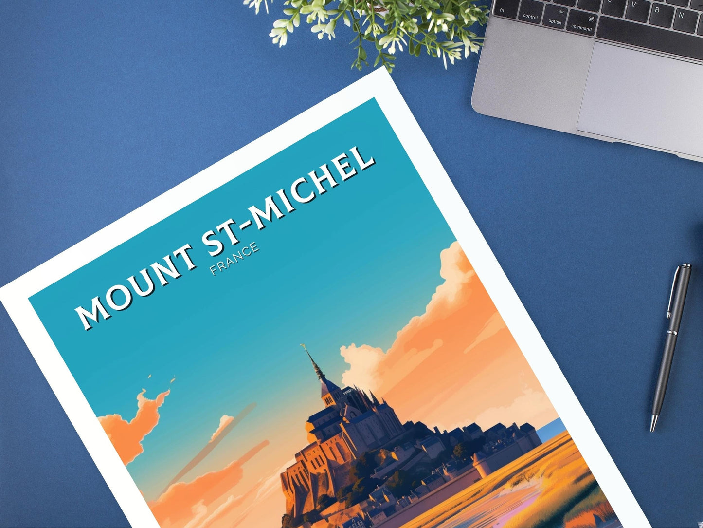 Mount St. Michel Travel Poster | Mount St. Michel Illustration | Mount St. Michel Wall Art | France Poster | France Home Décor | ID 362