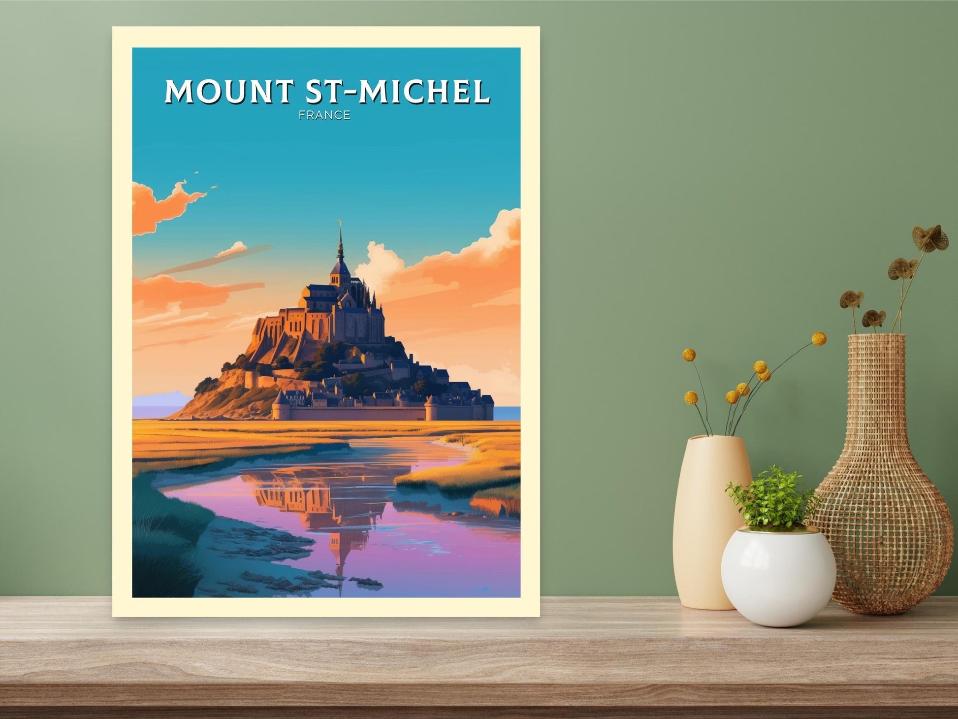 Mount St. Michel Travel Poster | Mount St. Michel Illustration | Mount St. Michel Wall Art | France Poster | France Home Décor | ID 362