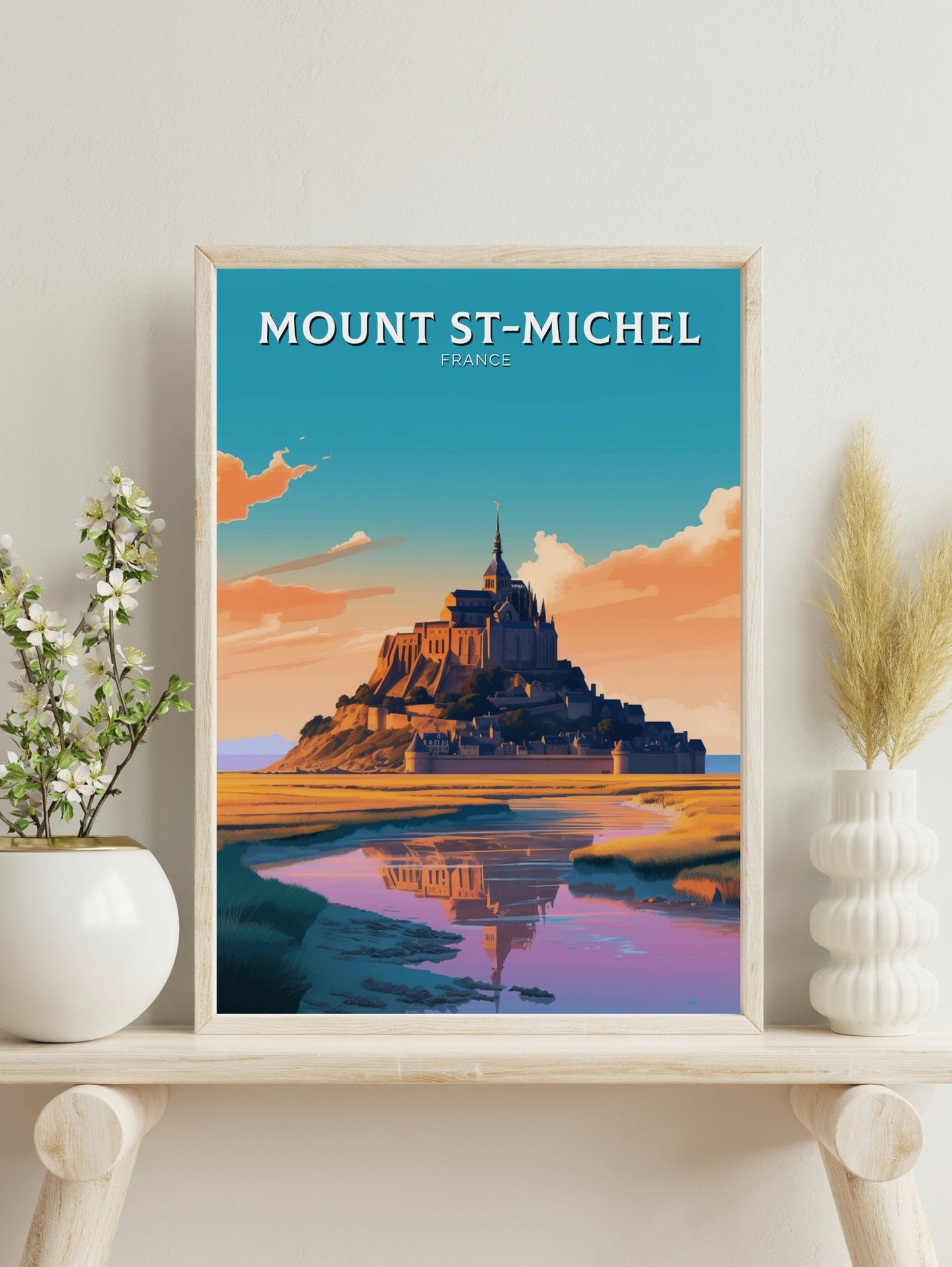 Mount St. Michel Travel Poster | Mount St. Michel Illustration | Mount St. Michel Wall Art | France Poster | France Home Décor | ID 362