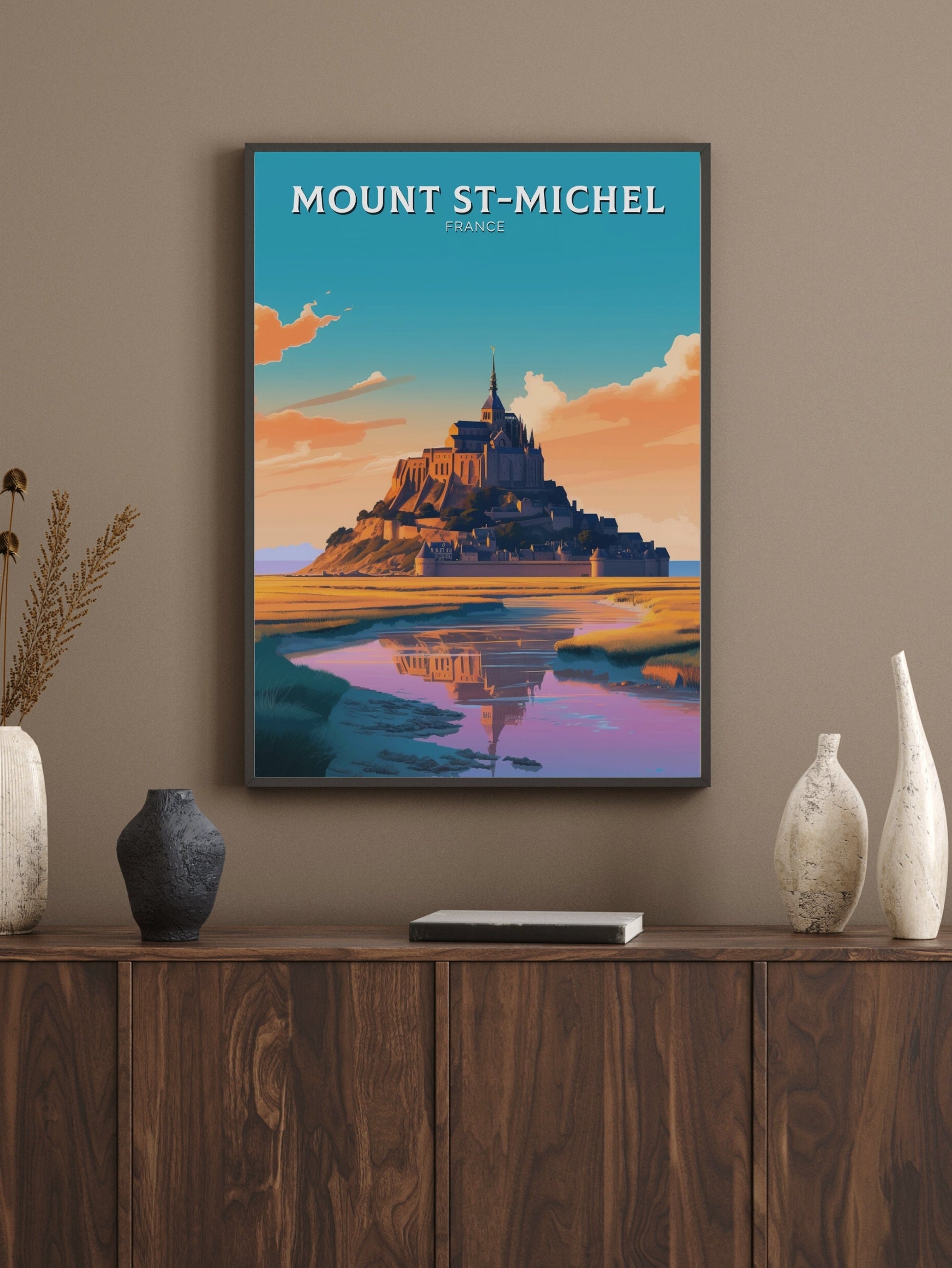 Mount St. Michel Travel Poster | Mount St. Michel Illustration | Mount St. Michel Wall Art | France Poster | France Home Décor | ID 362