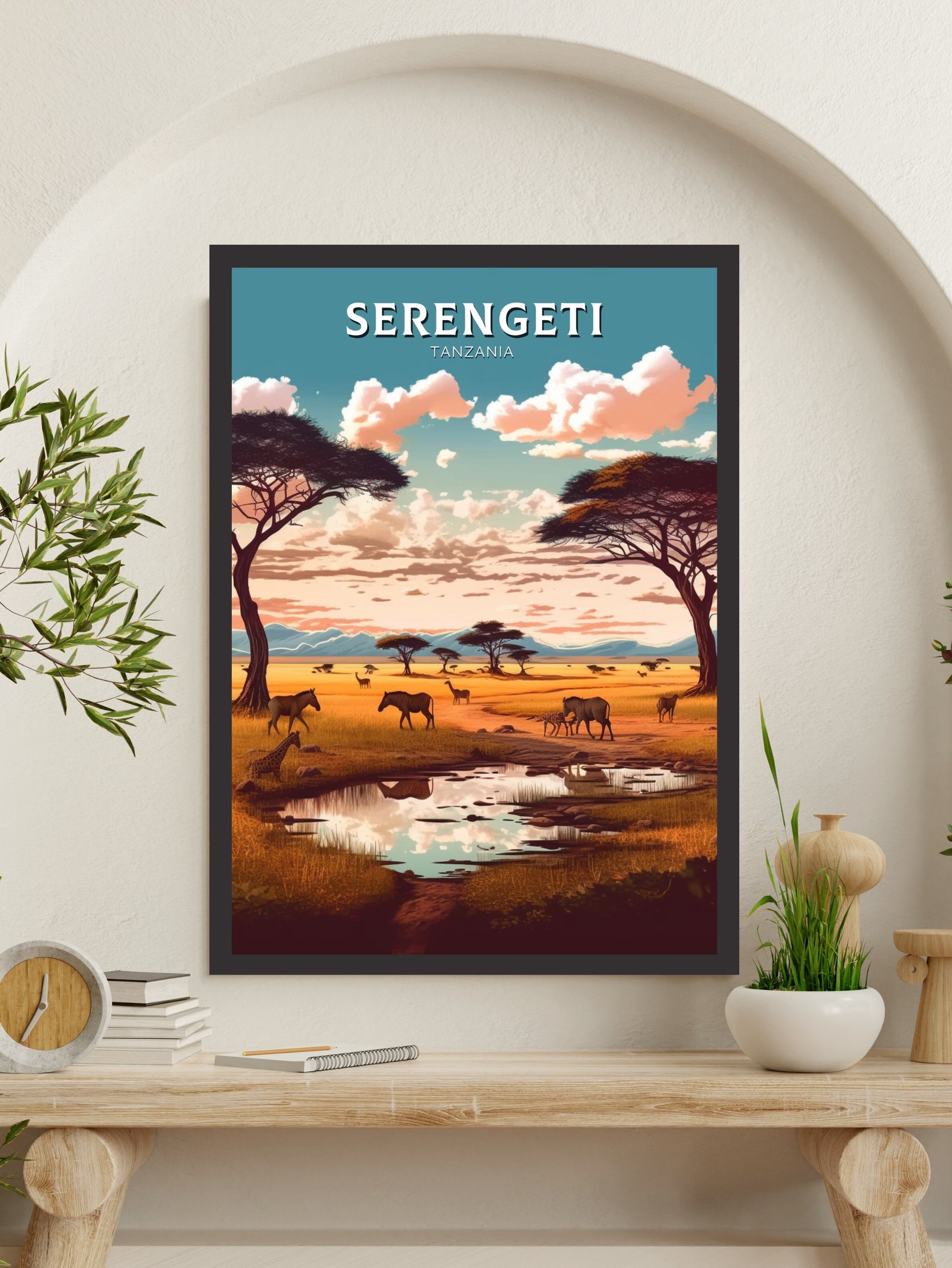 Serengeti Travel Print | Serengeti Illustration | Serengeti Wall Art | Africa Print | Tanzania Home Décor | Serengeti Travel Poster | ID 364