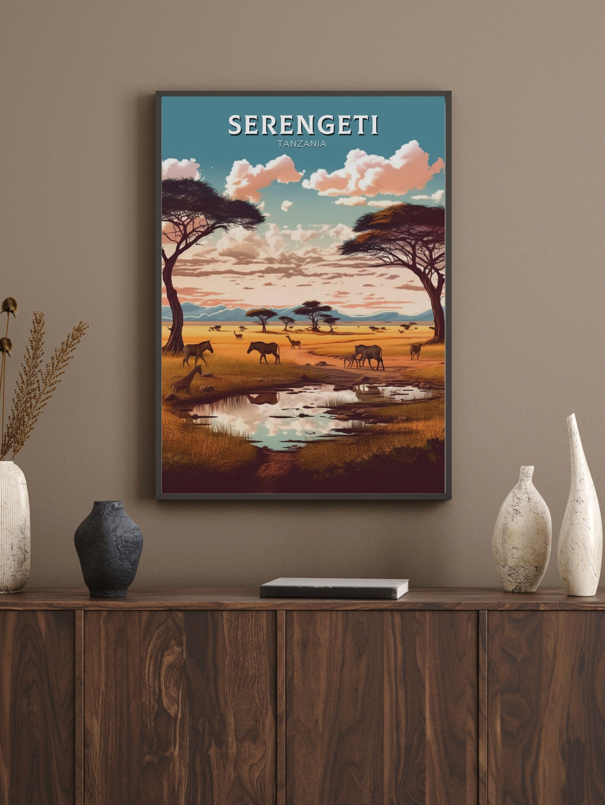 Serengeti Travel Print | Serengeti Illustration | Serengeti Wall Art | Africa Print | Tanzania Home Décor | Serengeti Travel Poster | ID 364