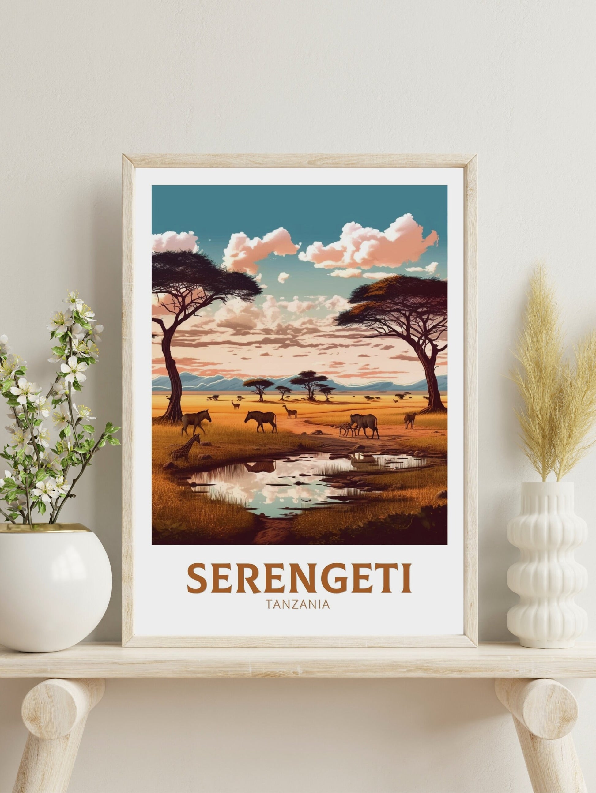 Serengeti Travel Poster | Serengeti Travel Print | Serengeti Illustration | Serengeti Wall Art | Africa Print | Tanzania Home Décor | ID 365