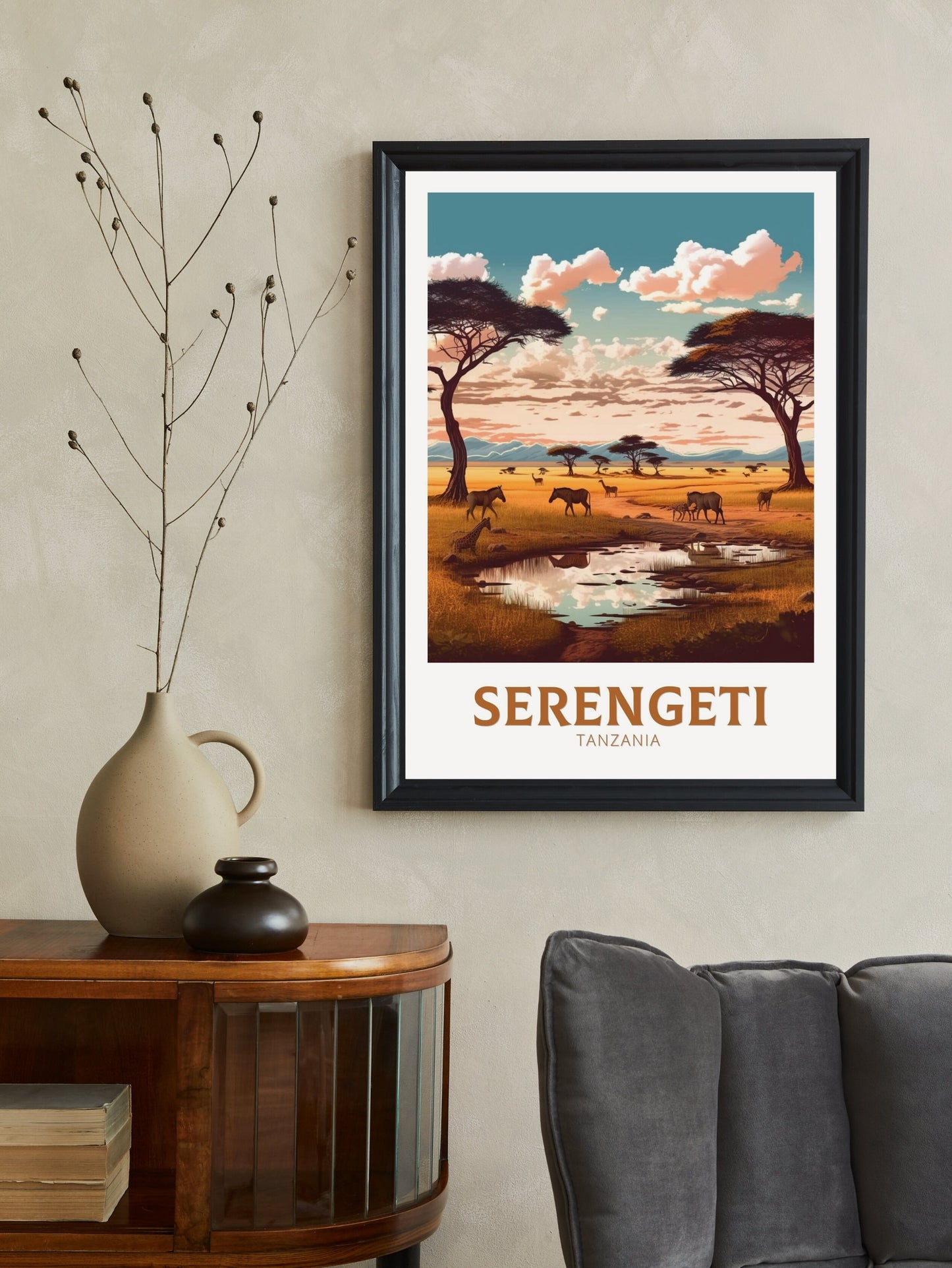 Serengeti Travel Poster | Serengeti Travel Print | Serengeti Illustration | Serengeti Wall Art | Africa Print | Tanzania Home Décor | ID 365