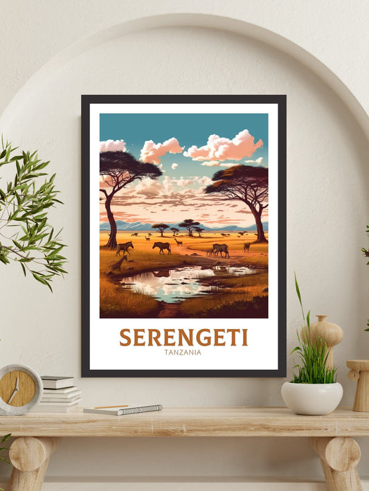 Serengeti Travel Poster | Serengeti Travel Print | Serengeti Illustration | Serengeti Wall Art | Africa Print | Tanzania Home Décor | ID 365