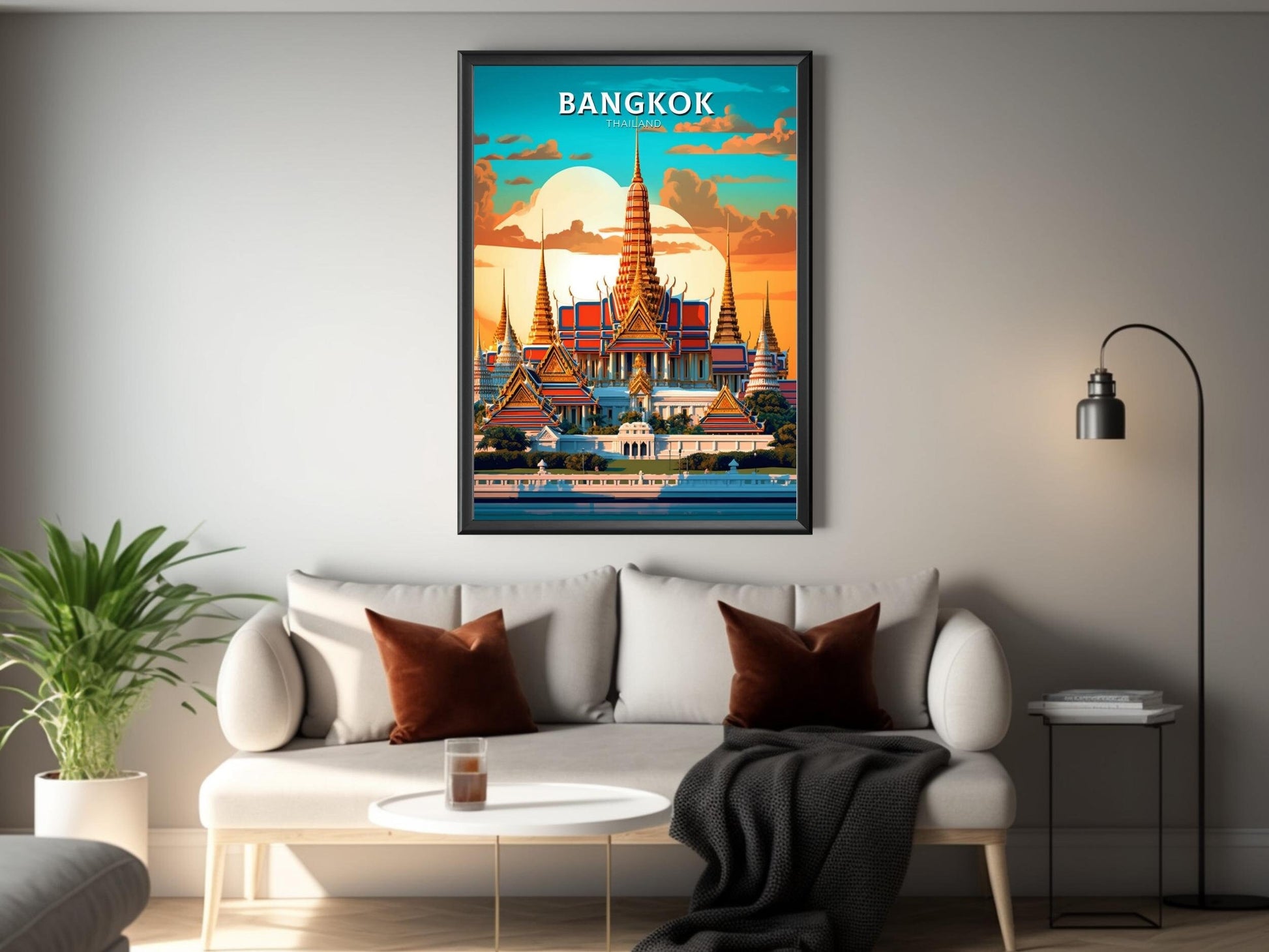 Bangkok Travel Poster | Bangkok Print | Thailand Travel Gift | Bangkok Grand Palace Poster | The Grand Palace | Housewarming Gift ID 368