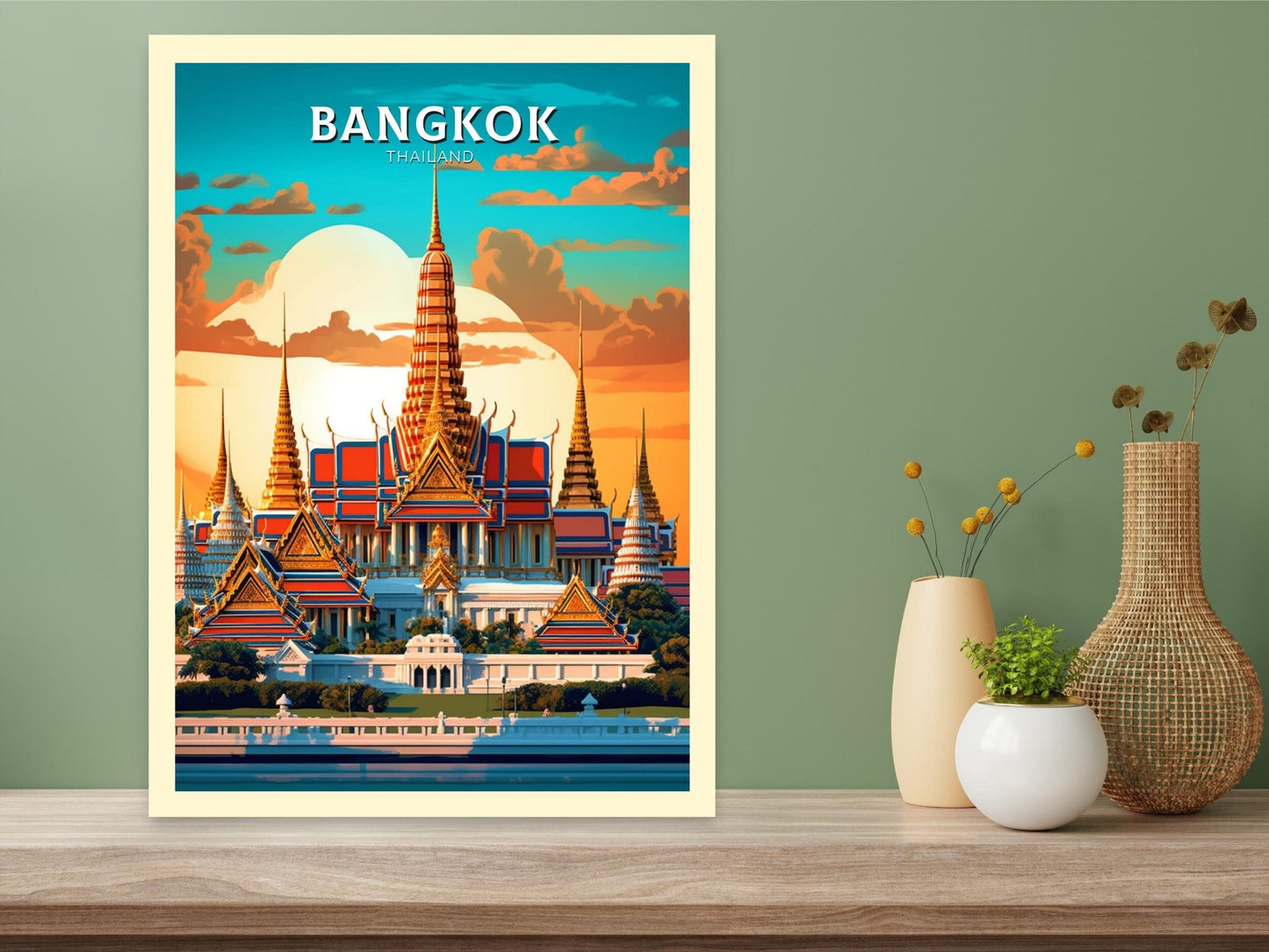 Bangkok Travel Poster | Bangkok Print | Thailand Travel Gift | Bangkok Grand Palace Poster | The Grand Palace | Housewarming Gift ID 368