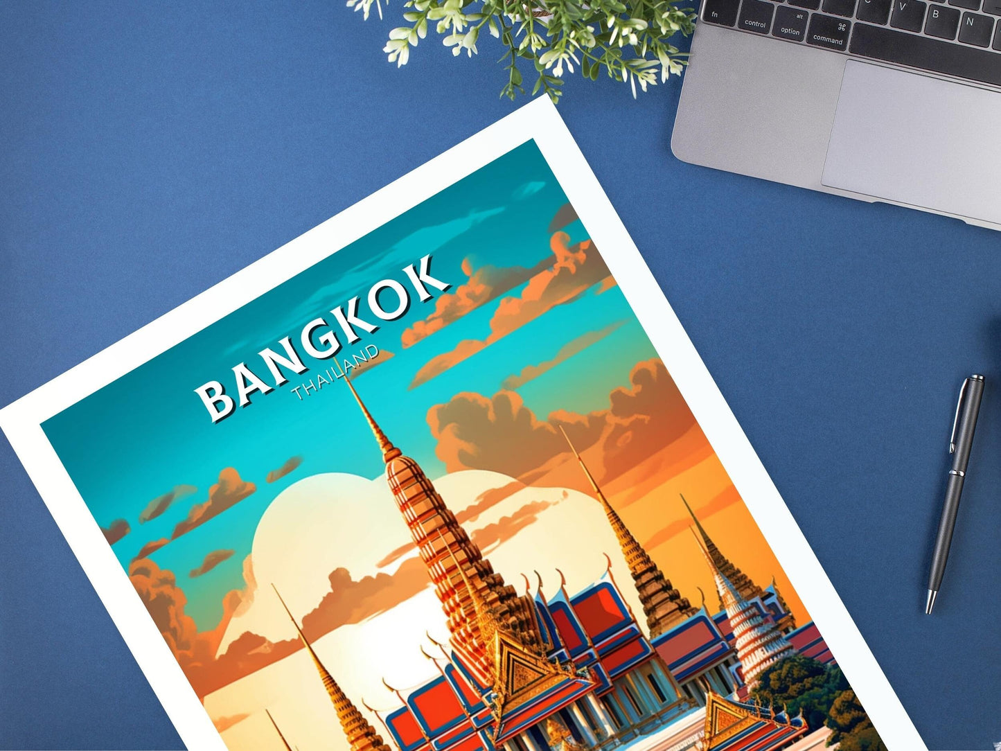 Bangkok Travel Poster | Bangkok Print | Thailand Travel Gift | Bangkok Grand Palace Poster | The Grand Palace | Housewarming Gift ID 368