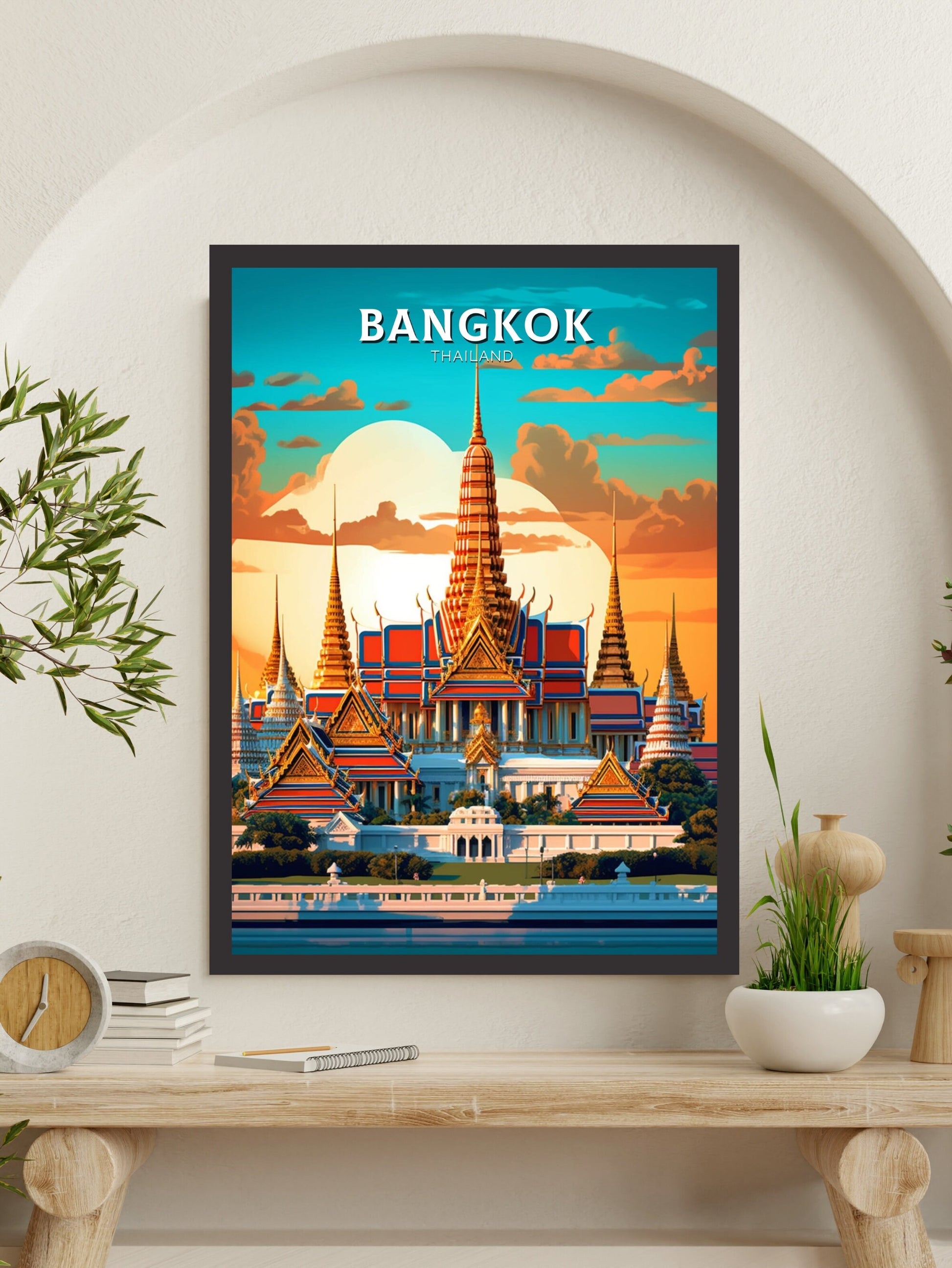 Bangkok Travel Poster | Bangkok Print | Thailand Travel Gift | Bangkok Grand Palace Poster | The Grand Palace | Housewarming Gift ID 368