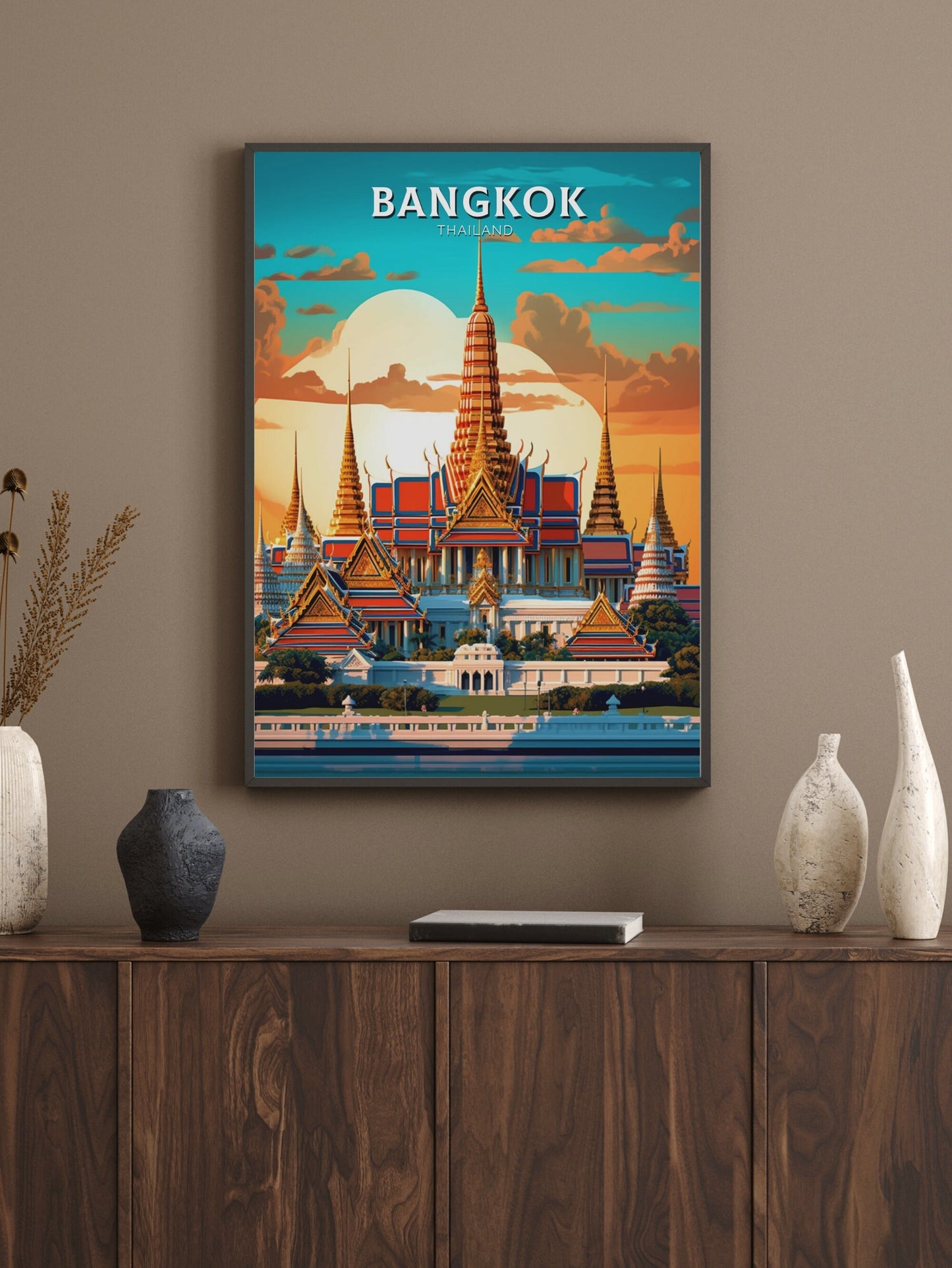 Bangkok Travel Poster | Bangkok Print | Thailand Travel Gift | Bangkok Grand Palace Poster | The Grand Palace | Housewarming Gift ID 368