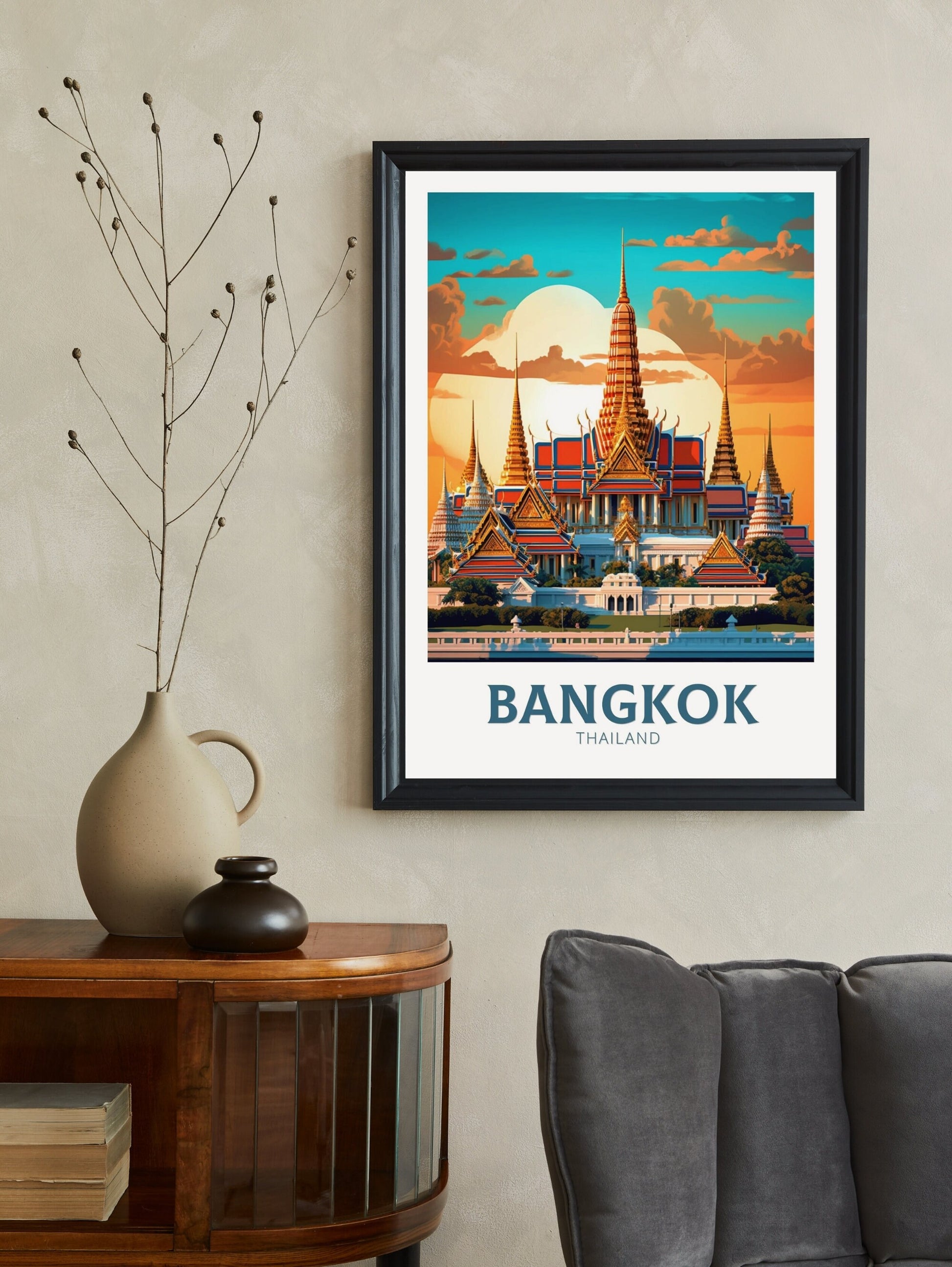 Bangkok Print | Bangkok Travel Poster | Thailand Travel Gift | Bangkok Grand Palace Poster | The Grand Palace | Travel Birthday Gift ID 369