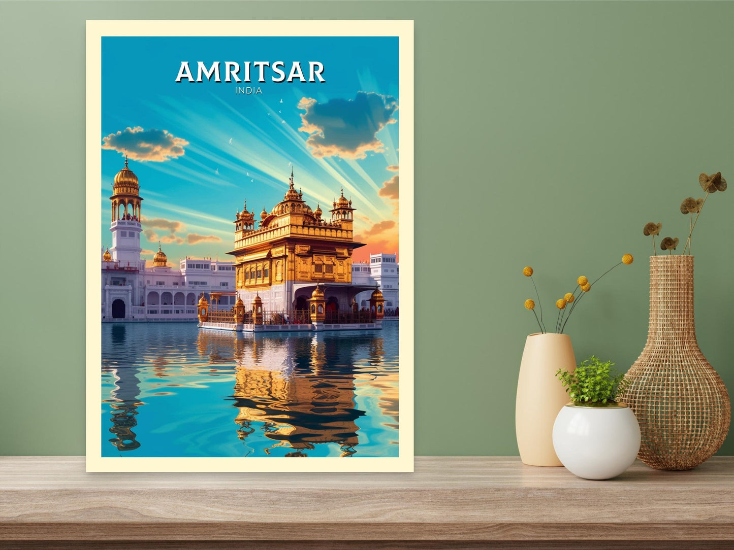 Amritsar Travel Print | Amritsar Illustration | Amritsar Wall Art | India Print | Amritsar Print| Amritsar India Painting | ID 370