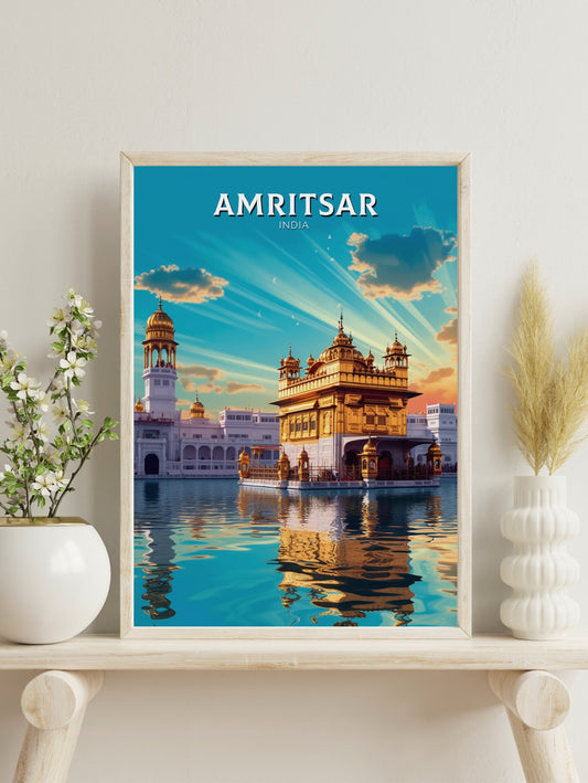 Amritsar Travel Print | Amritsar Illustration | Amritsar Wall Art | India Print | Amritsar Print| Amritsar India Painting | ID 370