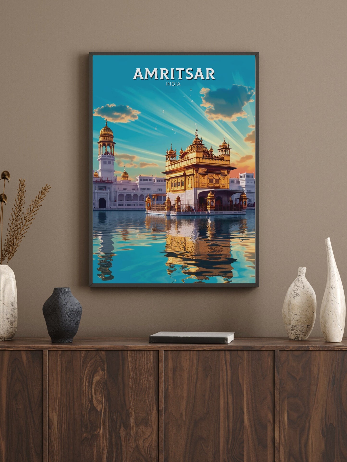 Amritsar Travel Print | Amritsar Illustration | Amritsar Wall Art | India Print | Amritsar Print| Amritsar India Painting | ID 370