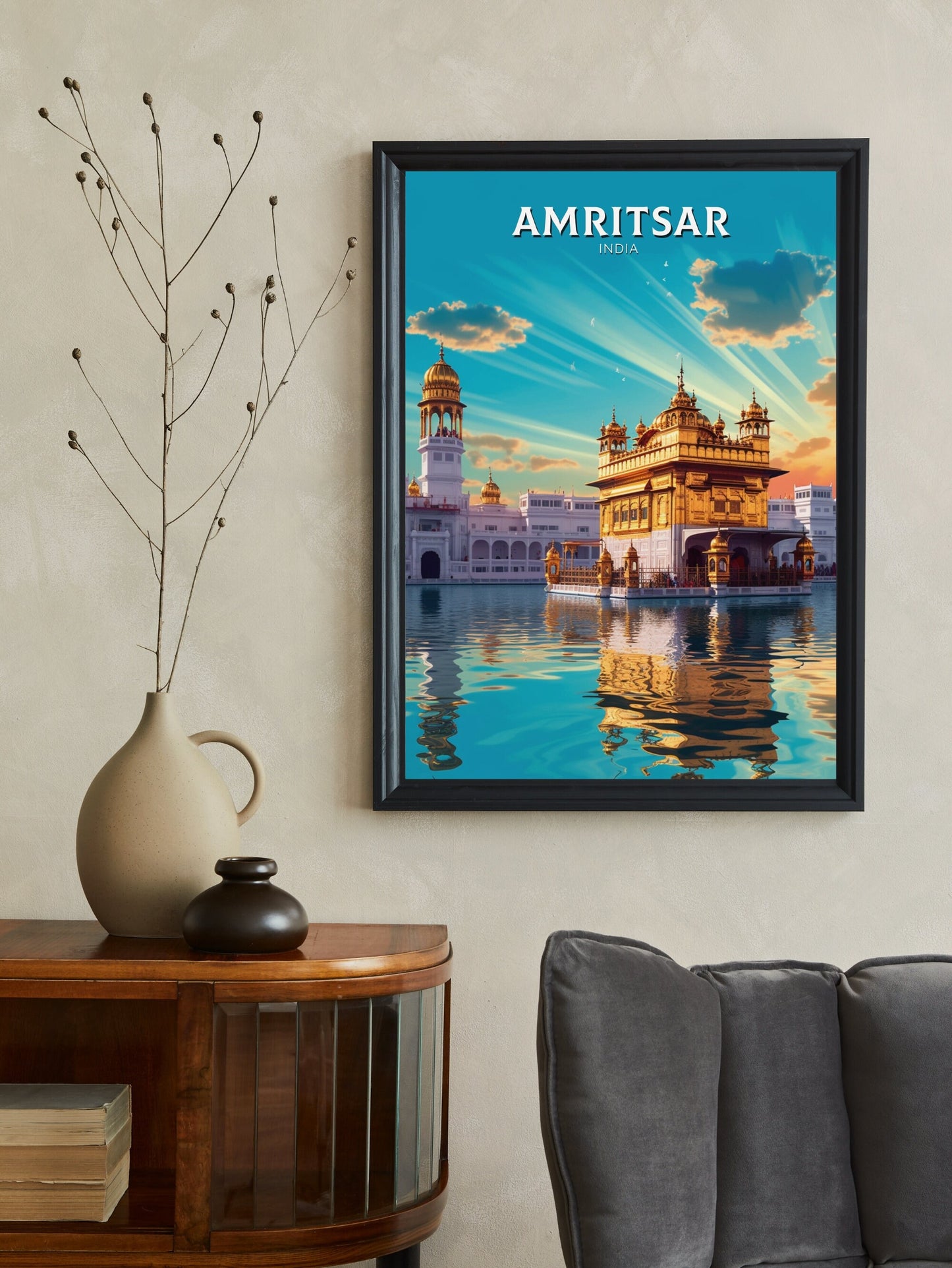 Amritsar Travel Print | Amritsar Illustration | Amritsar Wall Art | India Print | Amritsar Print| Amritsar India Painting | ID 370