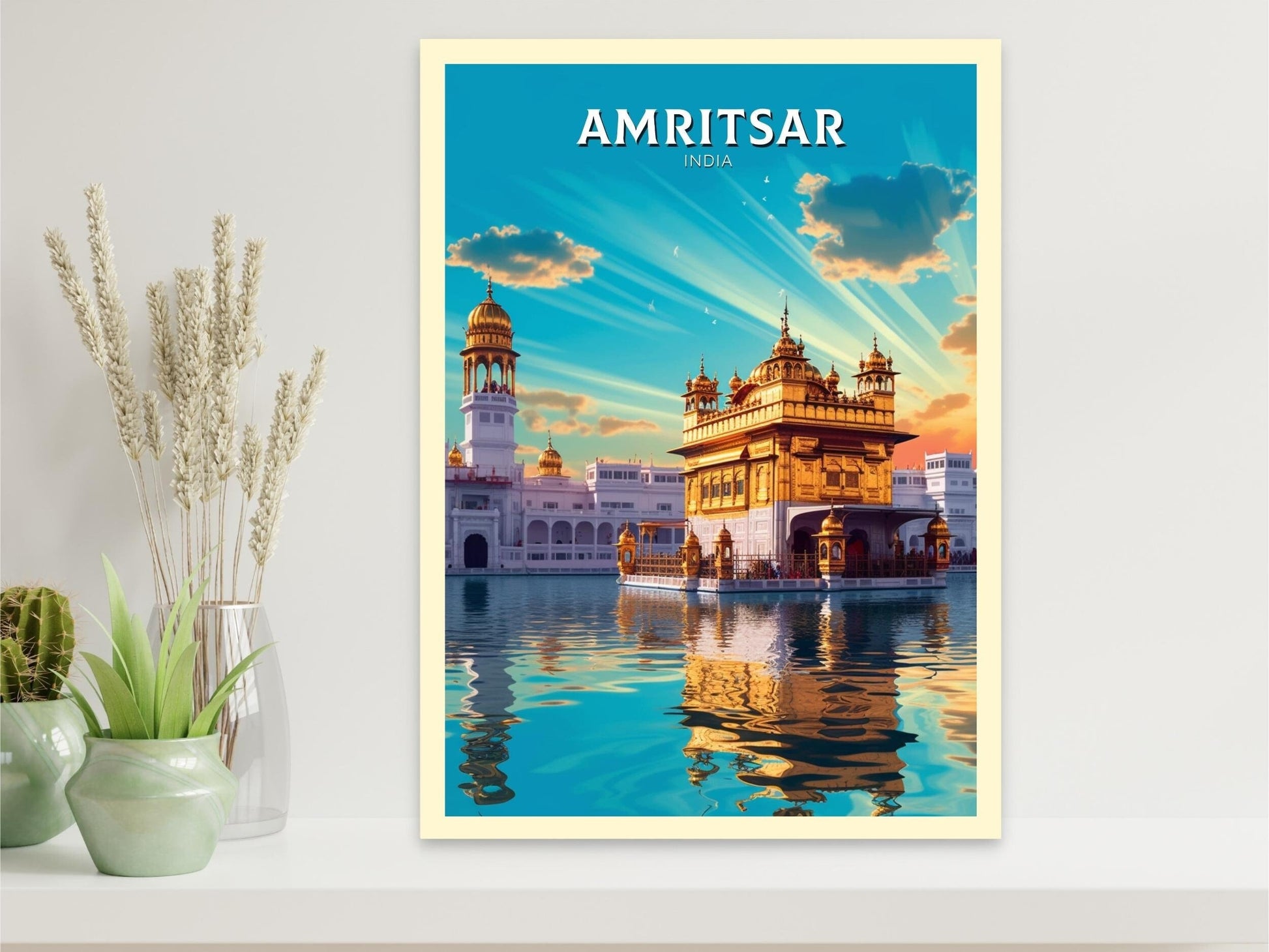 Amritsar Travel Print | Amritsar Illustration | Amritsar Wall Art | India Print | Amritsar Print| Amritsar India Painting | ID 370