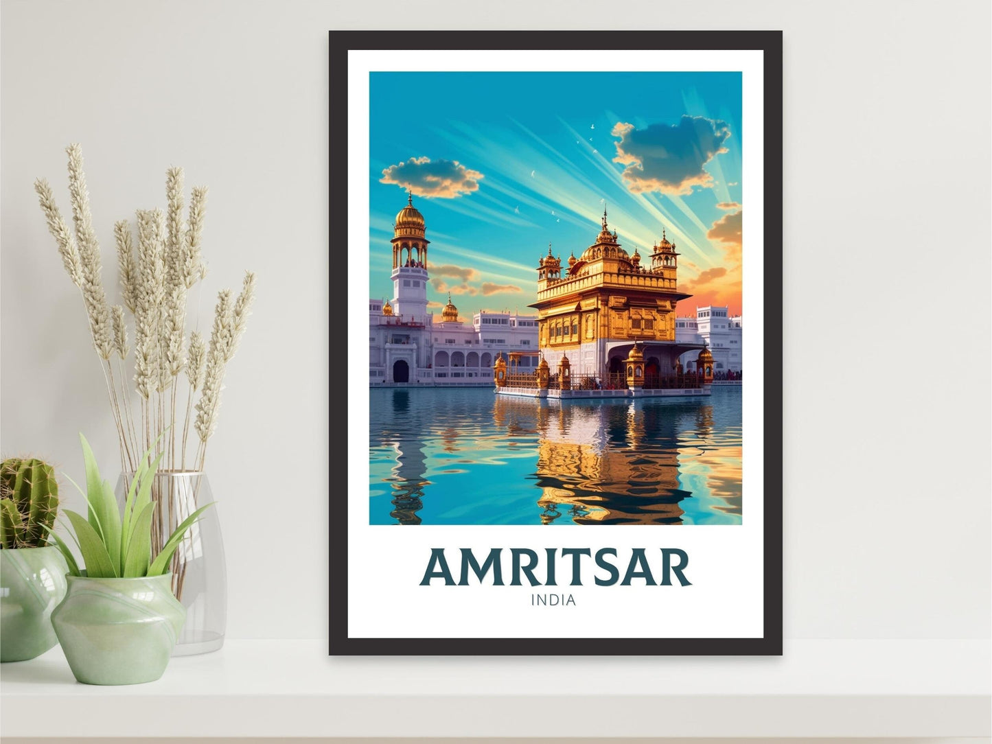 Amritsar Travel Poster | Amritsar Travel Print | Amritsar Illustration | Amritsar Wall Art | India Print | Amritsar India Painting | ID 371