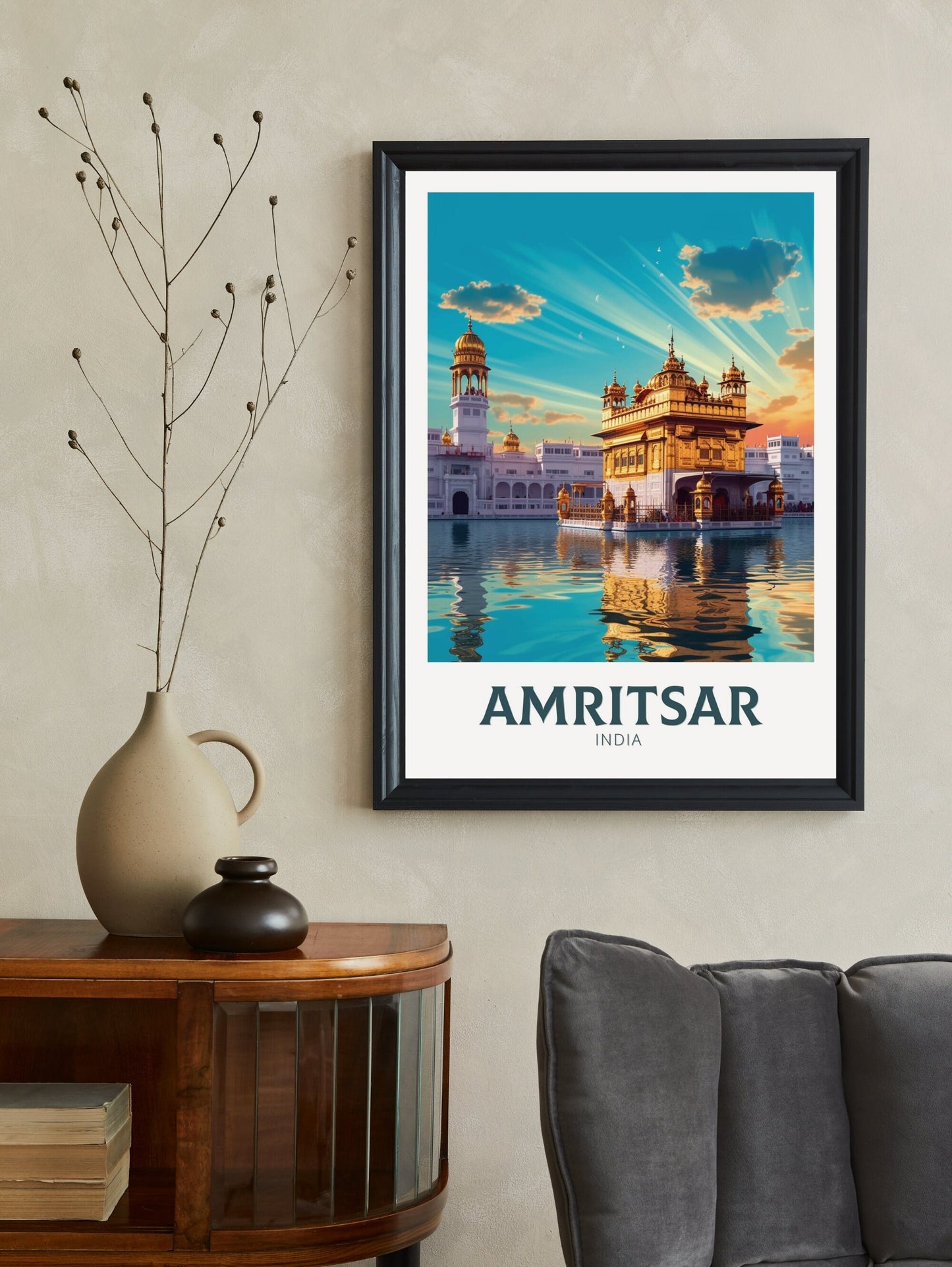 Amritsar Travel Poster | Amritsar Travel Print | Amritsar Illustration | Amritsar Wall Art | India Print | Amritsar India Painting | ID 371