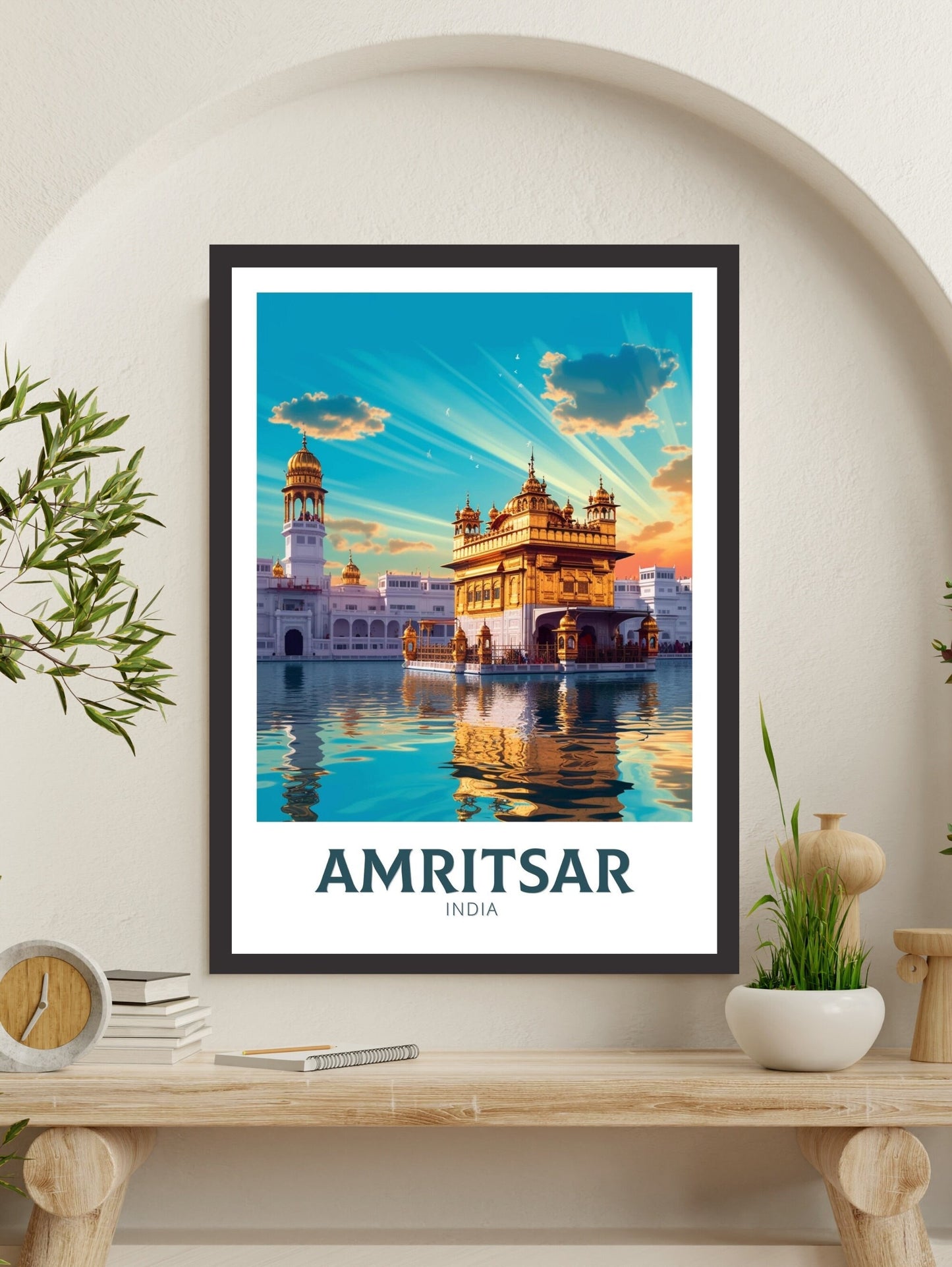 Amritsar Travel Poster | Amritsar Travel Print | Amritsar Illustration | Amritsar Wall Art | India Print | Amritsar India Painting | ID 371