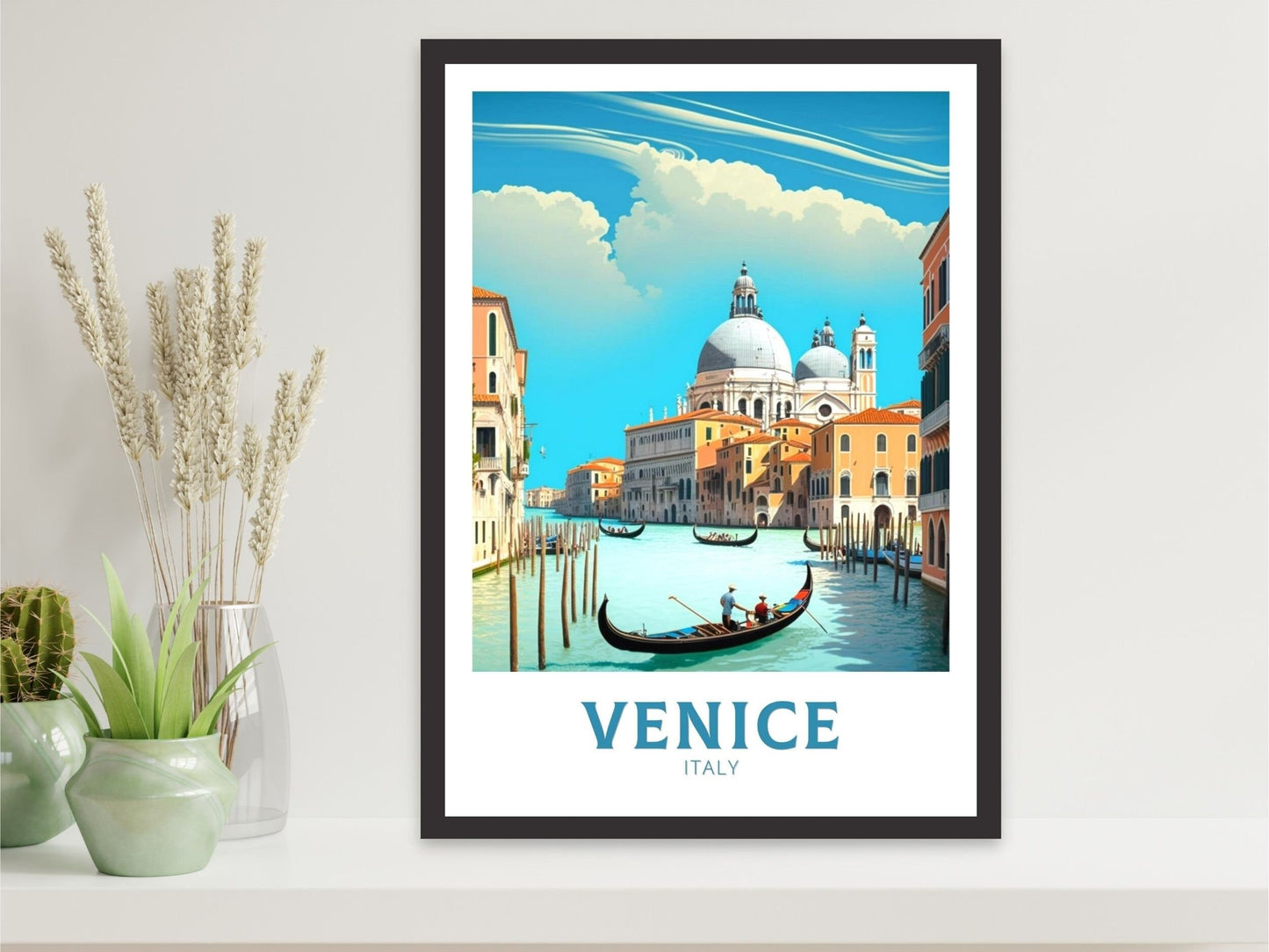 Venice Poster | Venice Travel Print | Venice Illustration | Venice Wall Art | Italy Poster | Venice Home Decor | Venice Gondolas | ID 177