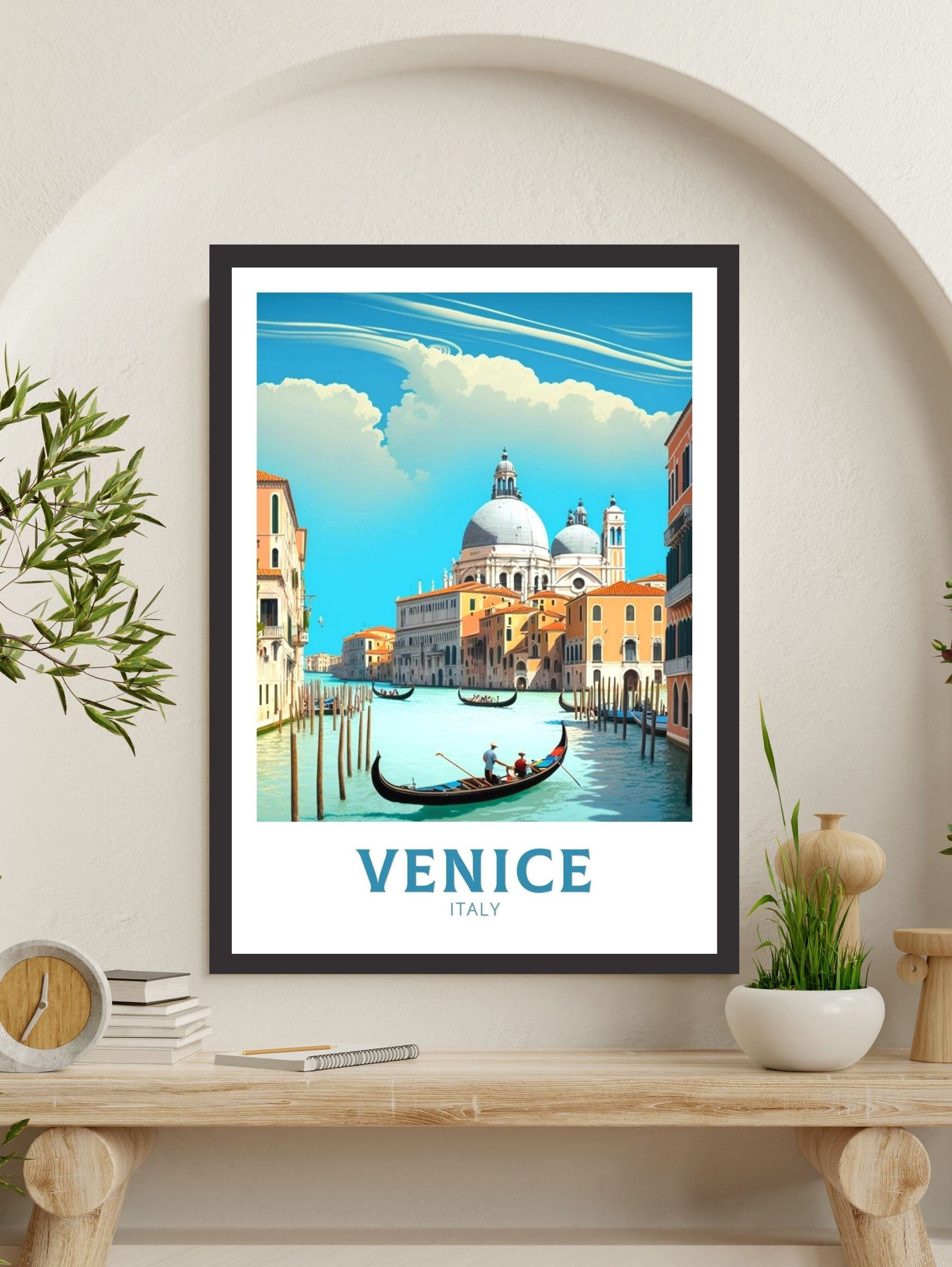 Venice Poster | Venice Travel Print | Venice Illustration | Venice Wall Art | Italy Poster | Venice Home Decor | Venice Gondolas | ID 177