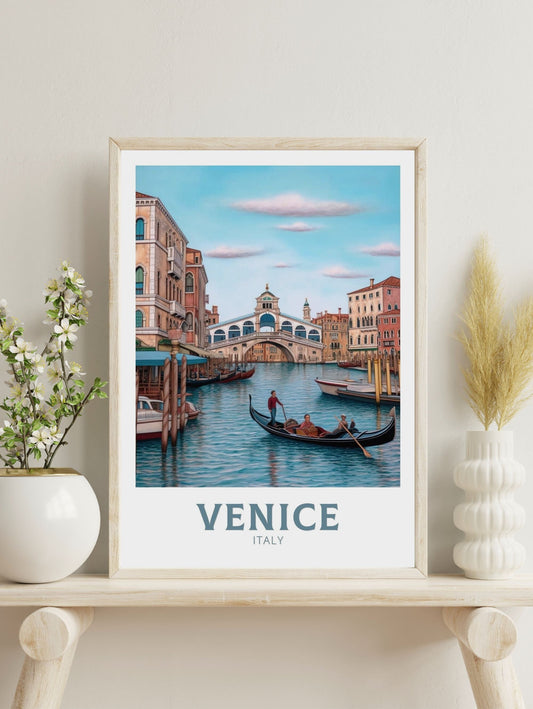 Venice Travel Poster | Venice Travel Print | Venice Illustration | Venice Wall Art | Italy Poster | Venice Home Decor | Venice Bridge ID 178