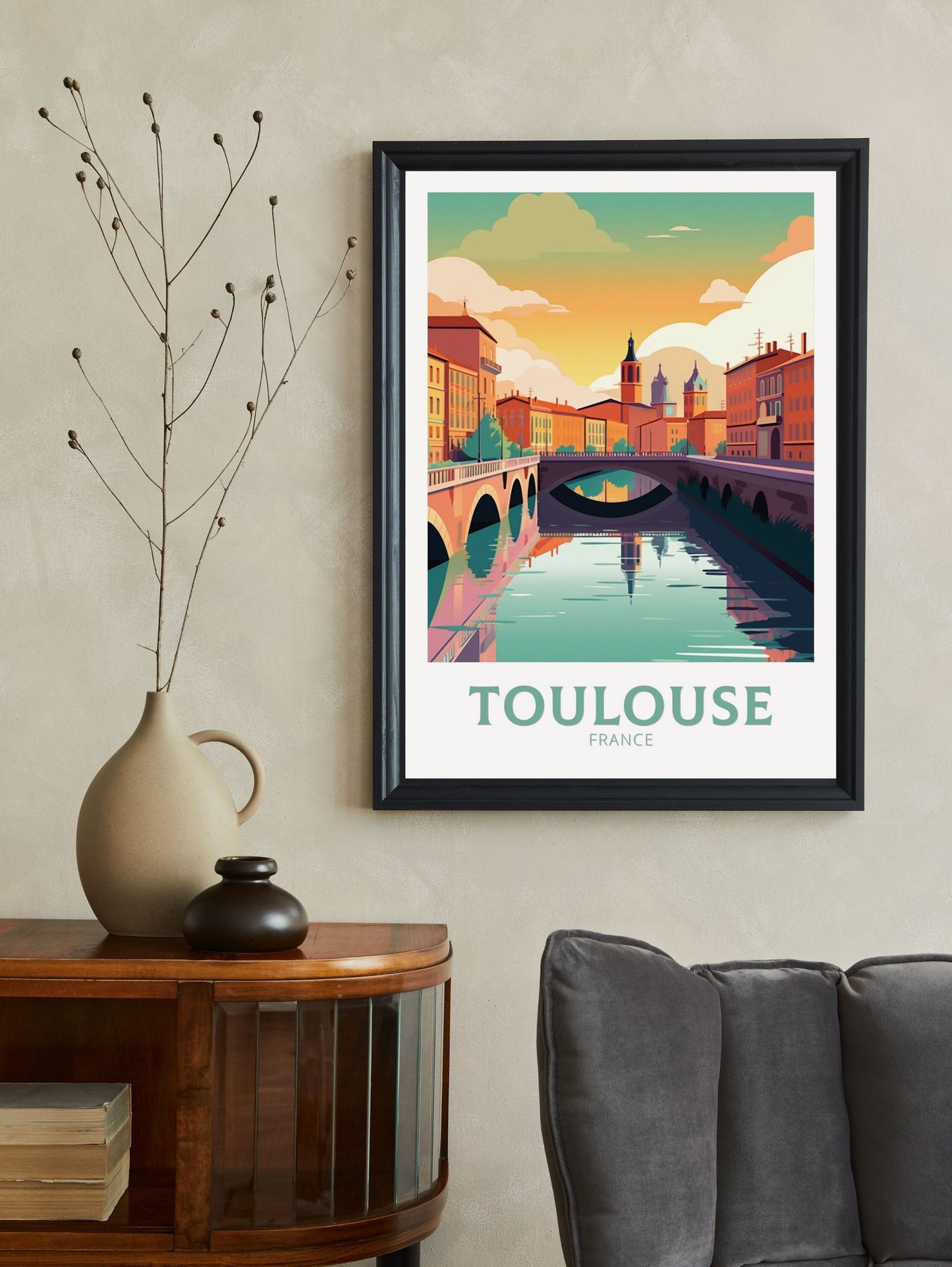 Toulouse Travel Print | Toulouse Travel Poster | Toulouse Wall Art | France Travel Poster | Toulouse Illustration | Cityscape Print ID 179