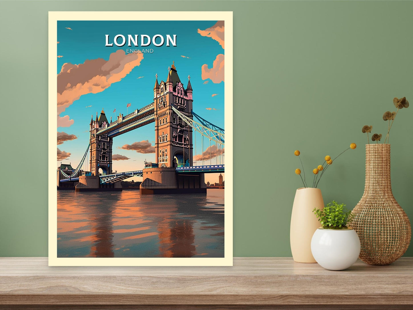 London Tower Bridge Print | London Travel Print | London Illustration | London Wall Art |London Travel Poster | London Home Décor | ID 378